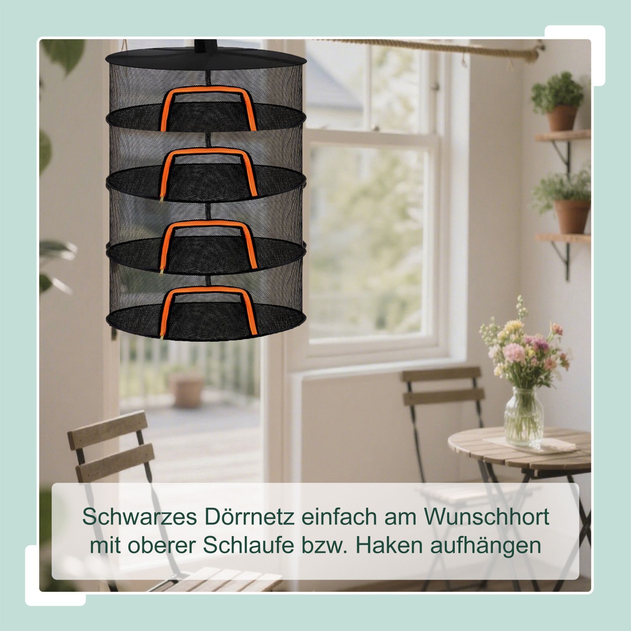 Faltbares Trockennetz Orange-Schwarz von Relaxdays