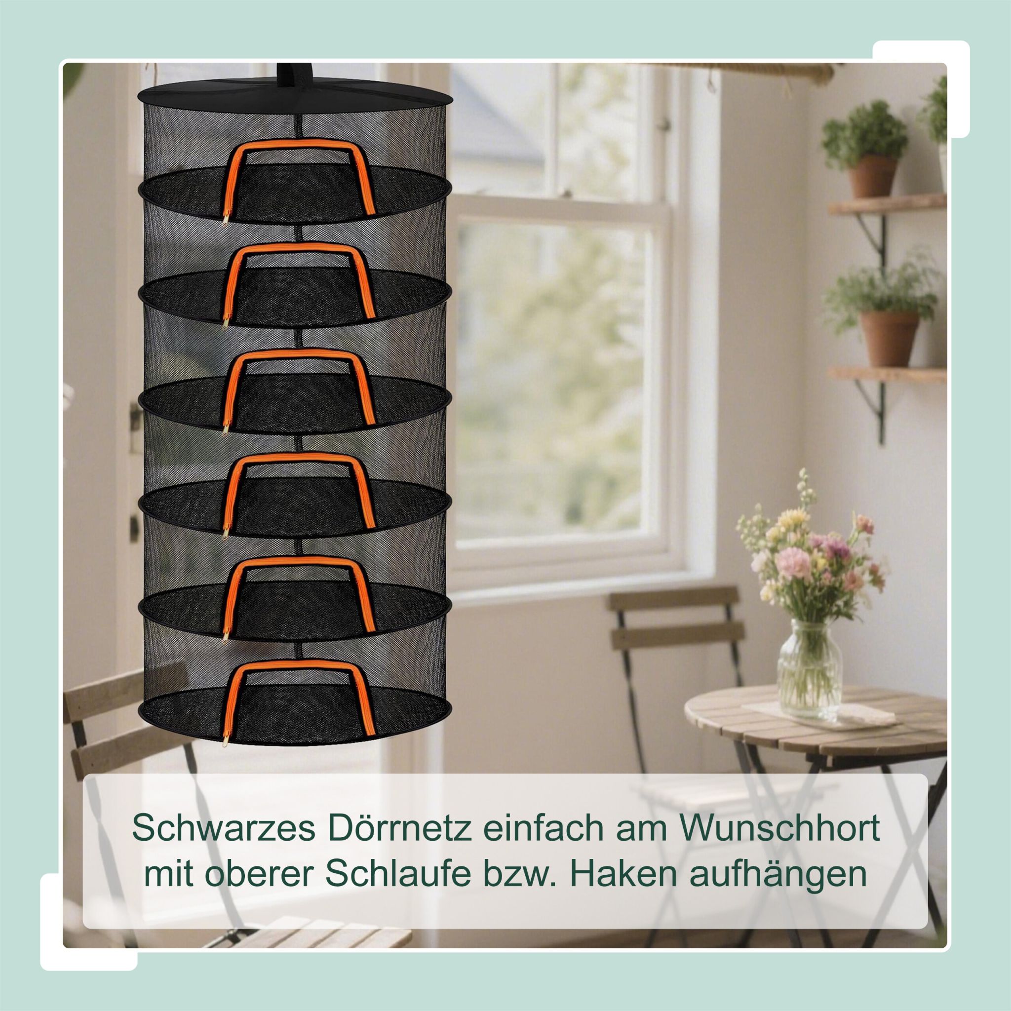 Faltbares Trockennetz Orange-Schwarz von Relaxdays