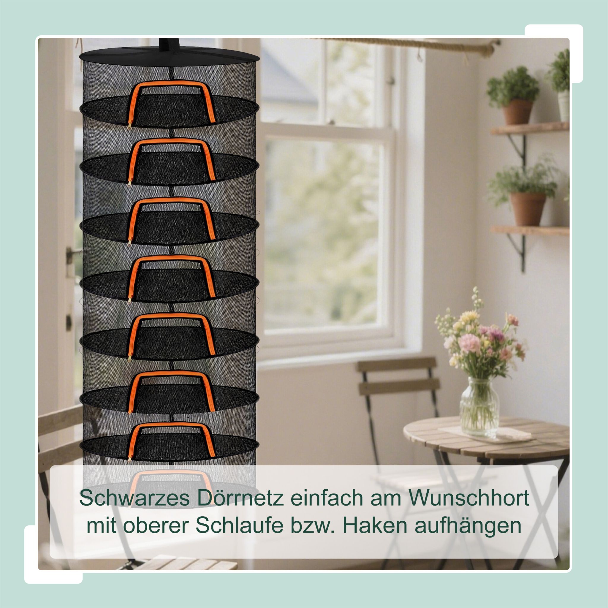 Faltbares Trockennetz Orange-Schwarz von Relaxdays