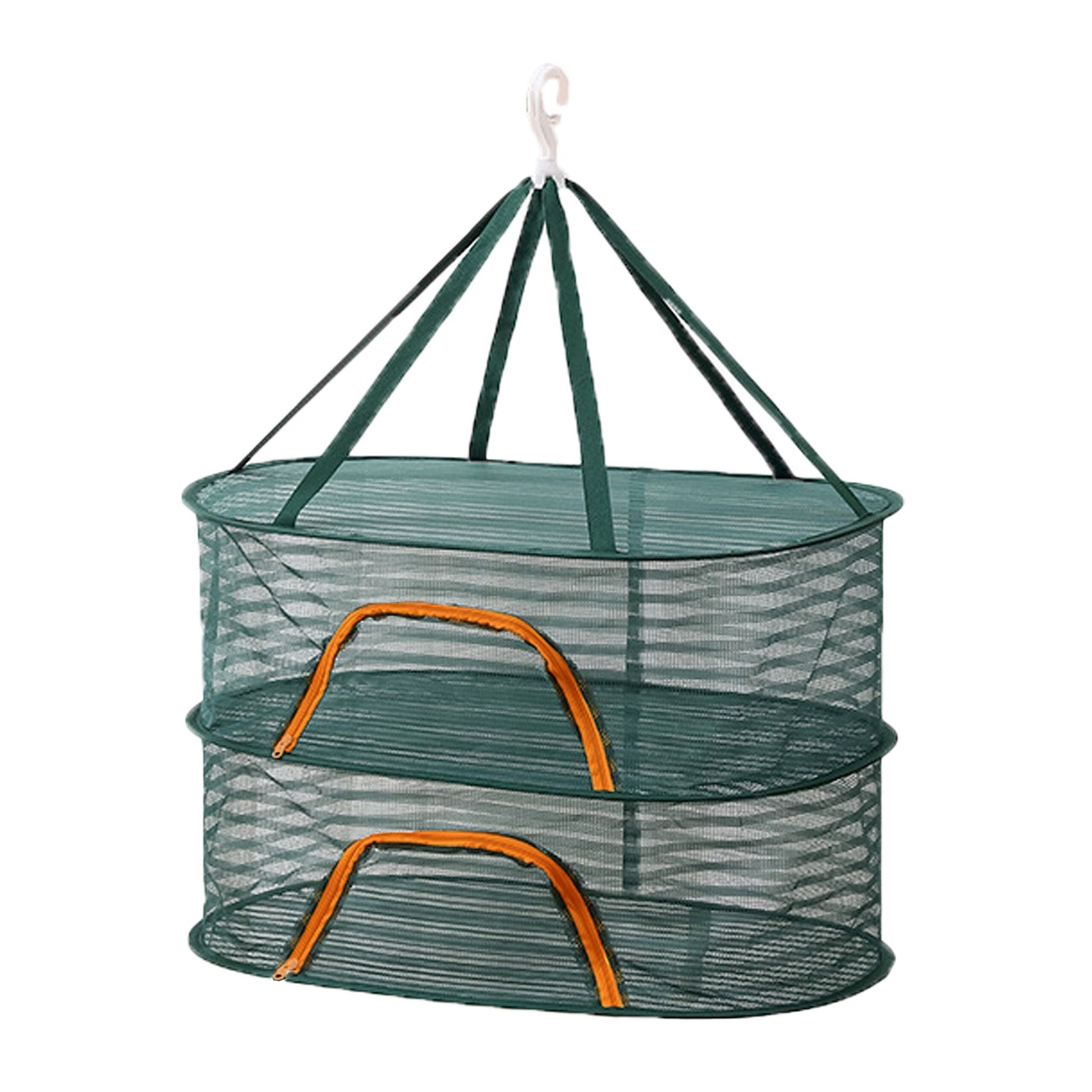 Faltbares Trockennetz oval Dunkelgrün-Orange von Relaxdays
