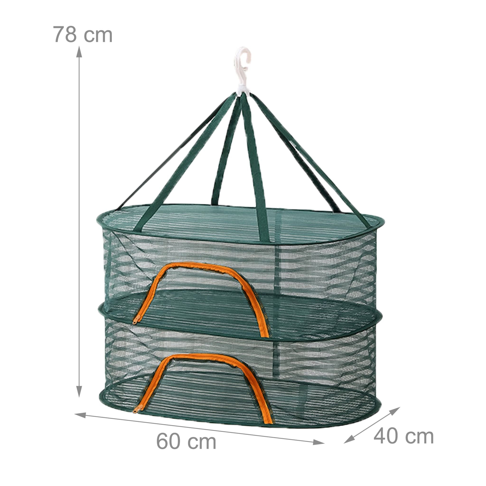 Faltbares Trockennetz oval Dunkelgrün-Orange von Relaxdays