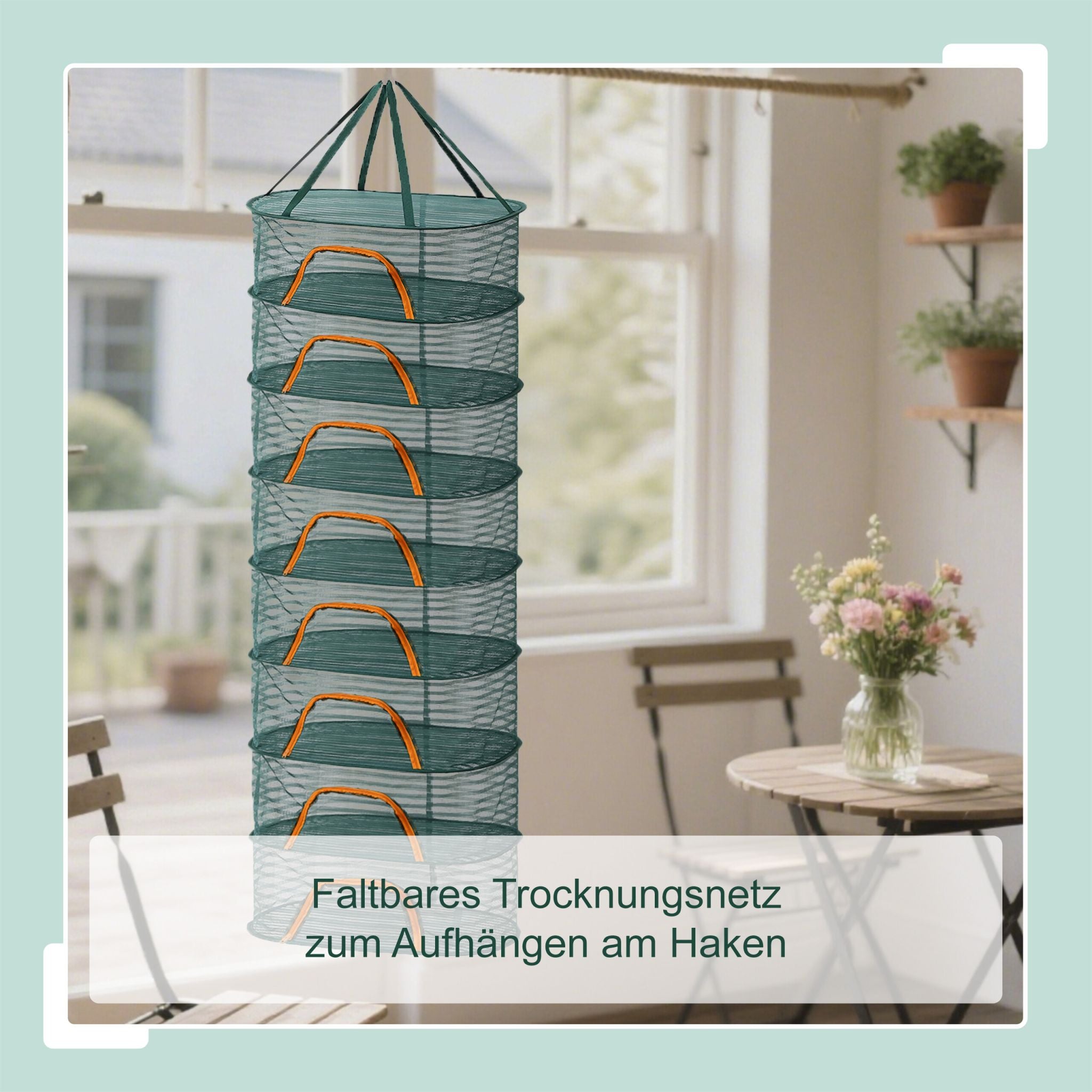 Faltbares Trockennetz oval Dunkelgrün-Orange von Relaxdays