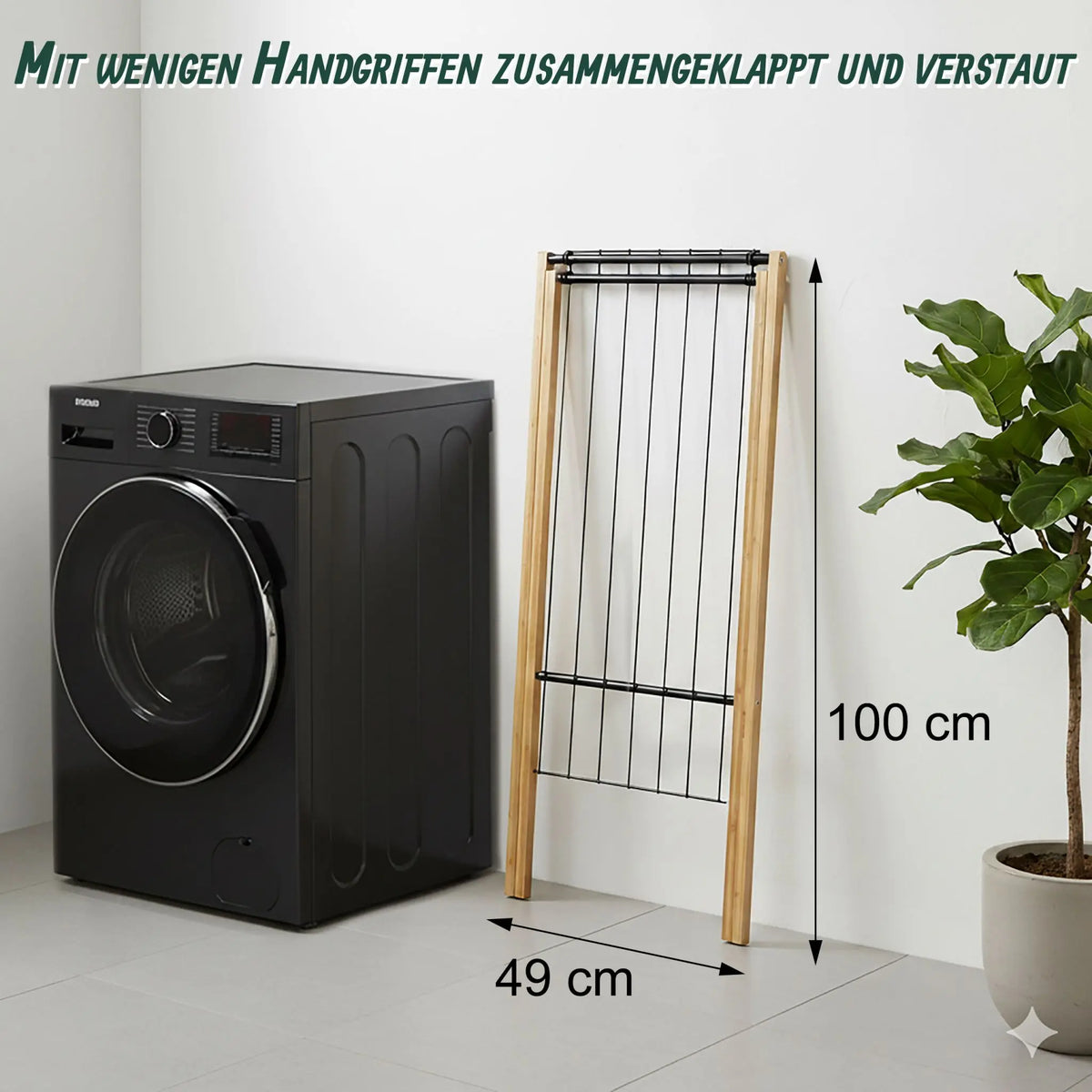 Klappbarer Wäscheständer Hellbraun-Schwarz von Relaxdays