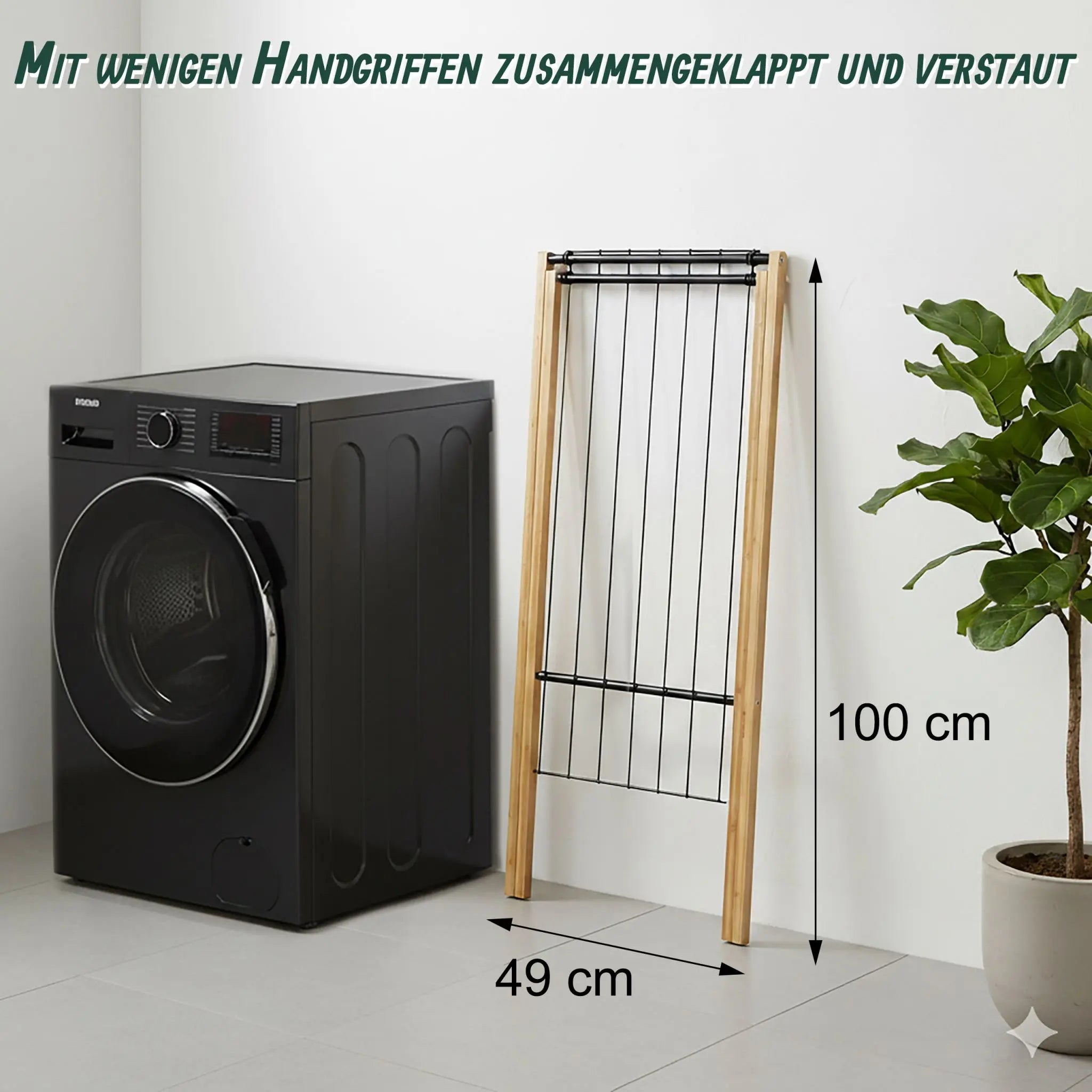 Klappbarer Wäscheständer Hellbraun-Schwarz von Relaxdays