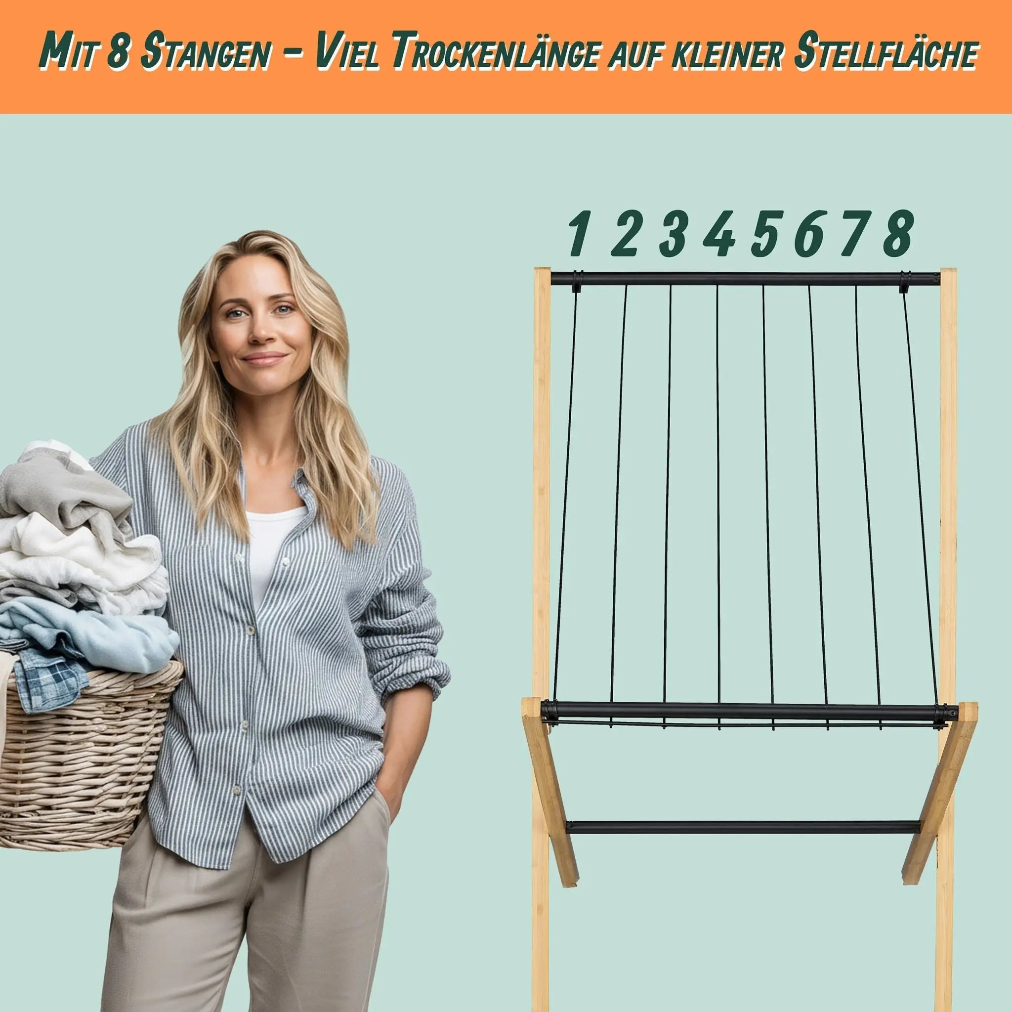 Klappbarer Wäscheständer Hellbraun-Schwarz von Relaxdays