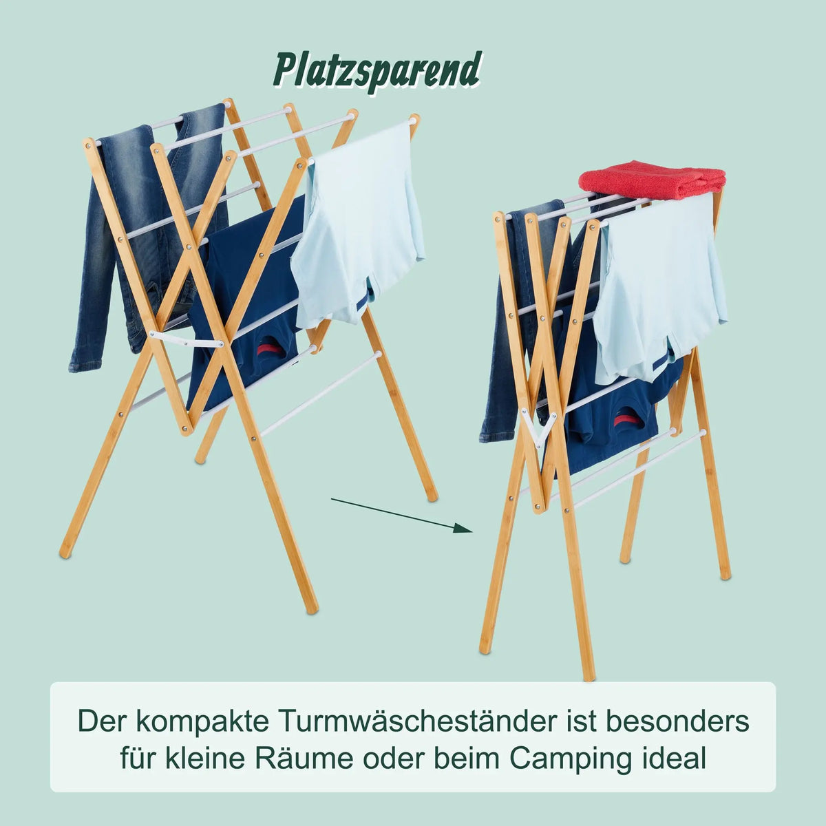 Klappbarer Wäscheständer Weiss-Hellbraun von Relaxdays