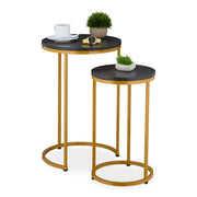 Satztisch 2er-Set Marmoroptik & Metall Gold-Schwarz von Relaxdays