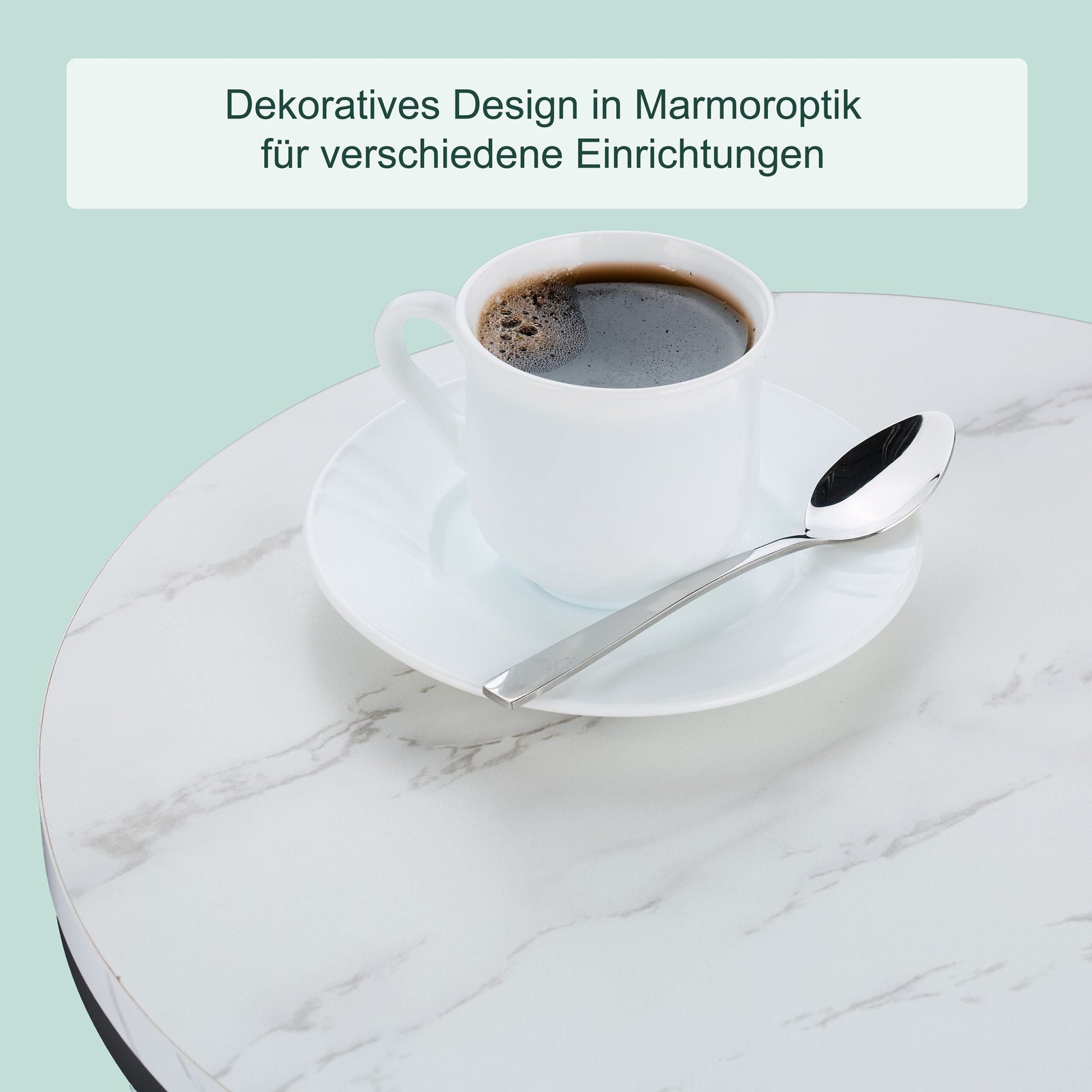Satztisch 2er-Set Marmoroptik & Metall Weiss-Gold von Relaxdays