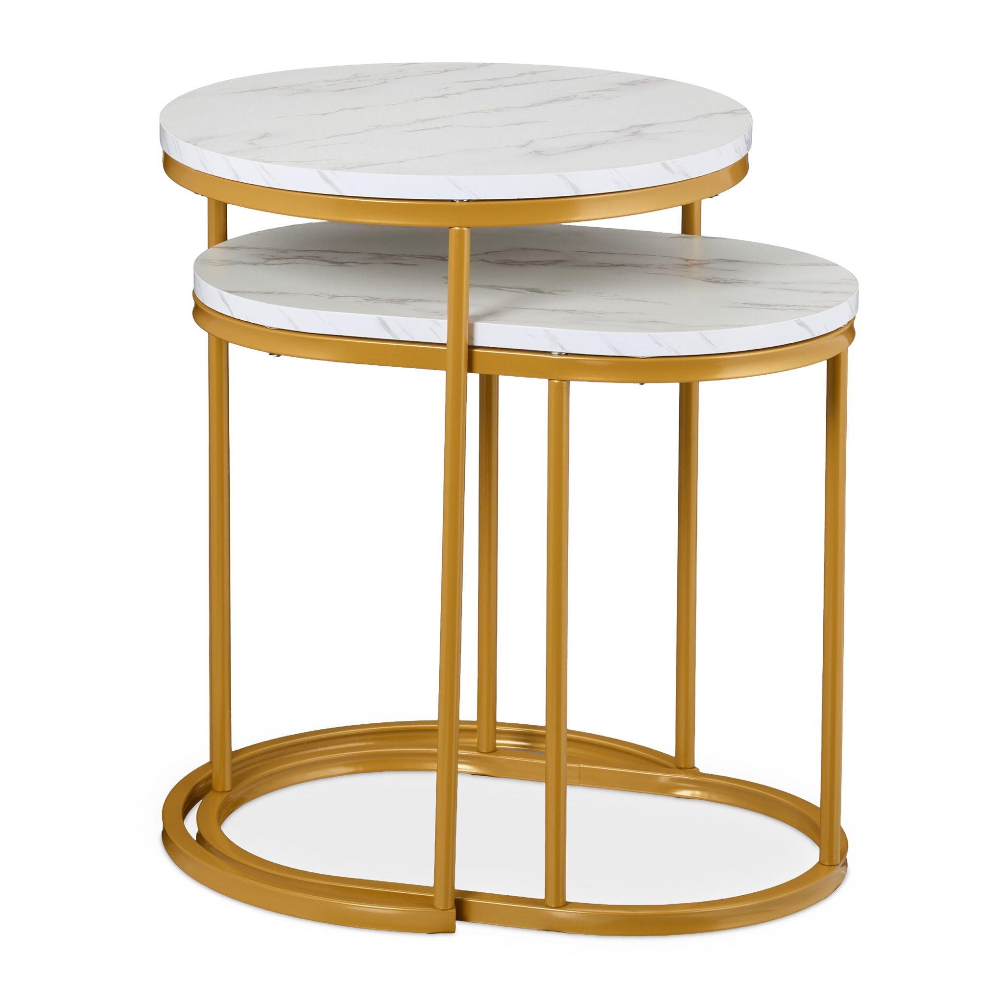 Satztisch 2er-Set Marmoroptik & Metall Weiss-Gold von Relaxdays