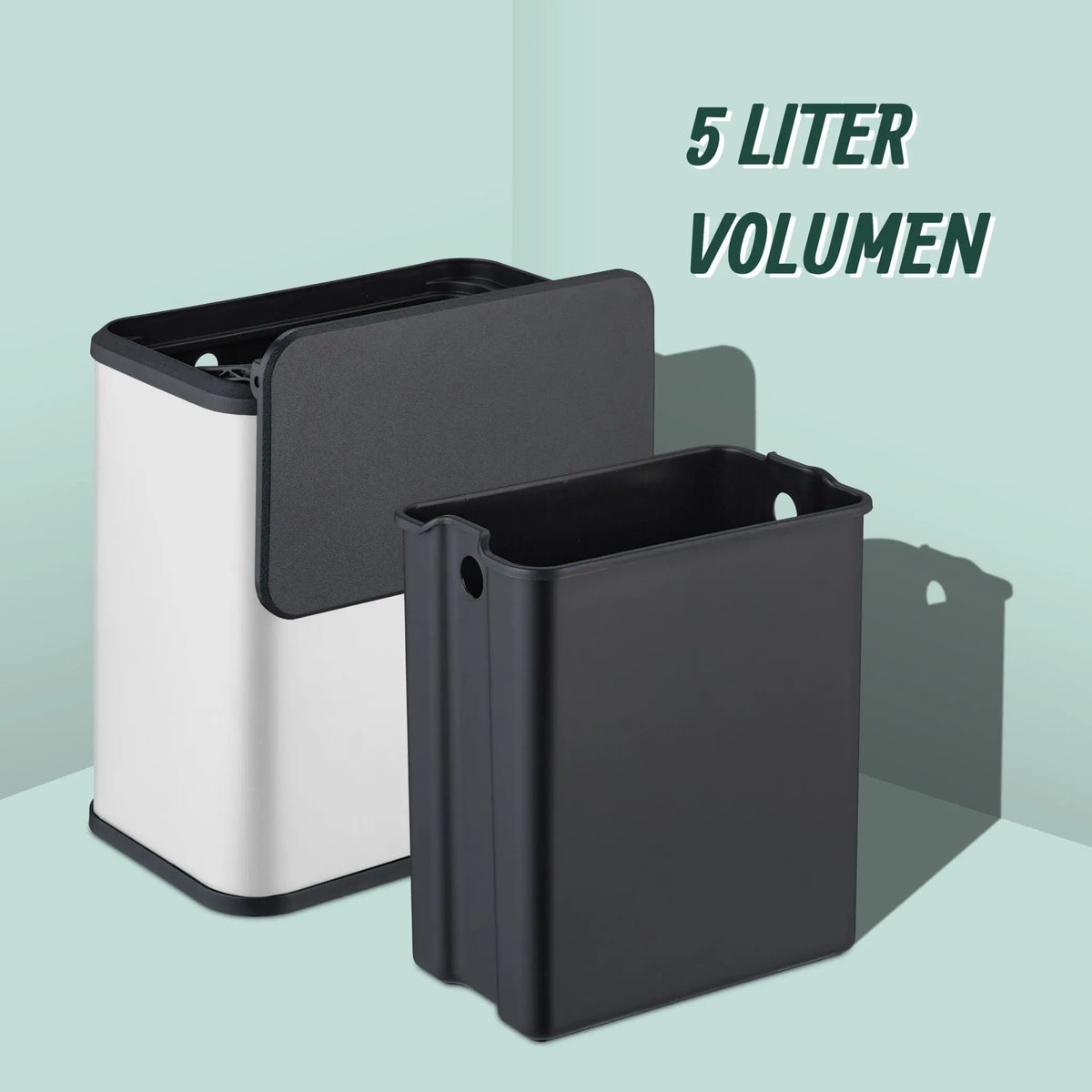 Mülleimer 5L Matt Weiss-Schwarz von Relaxdays