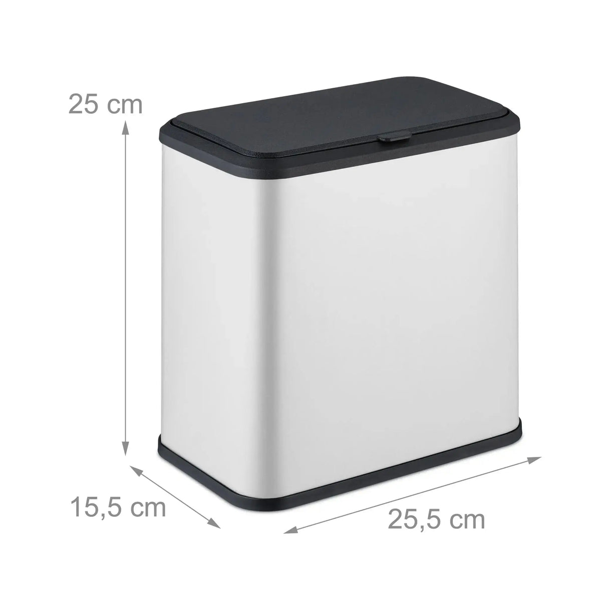 Mülleimer 5L Matt Weiss-Schwarz von Relaxdays