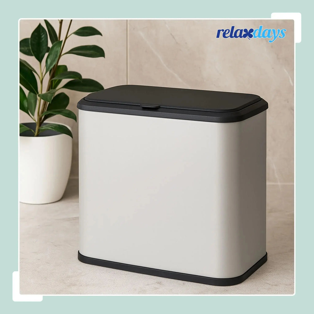 Mülleimer 5L Matt Weiss-Schwarz von Relaxdays