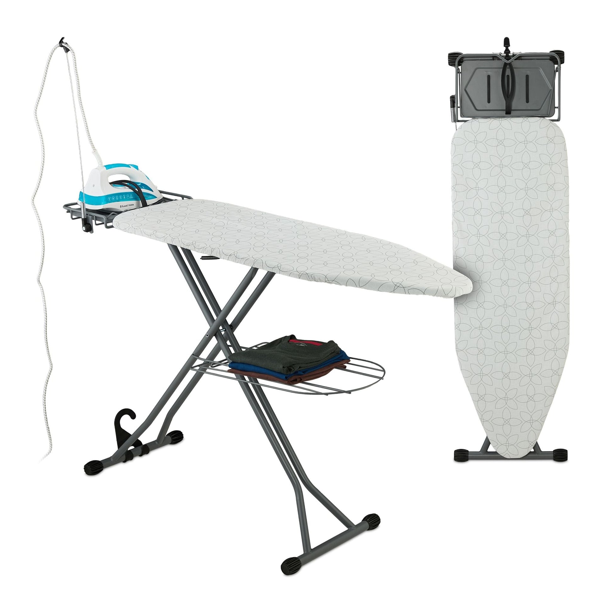 Bügelbrett 115 x 39cm Weiss-Schwarz-Grau von Relaxdays