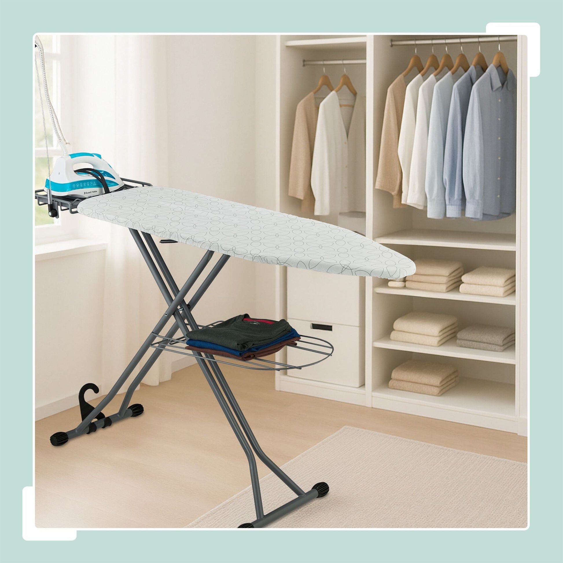 Bügelbrett 115 x 39cm Weiss-Schwarz-Grau von Relaxdays