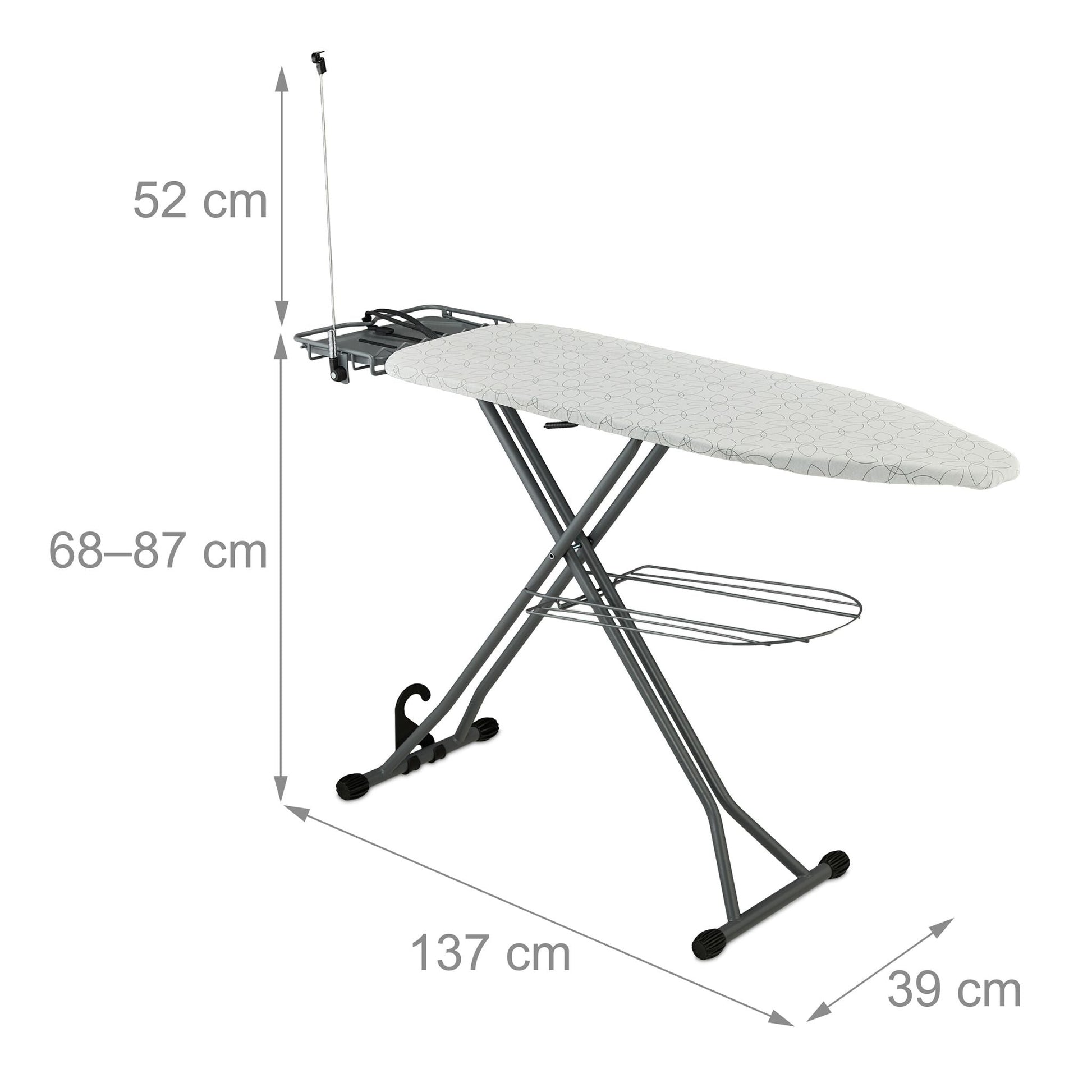 Bügelbrett 115 x 39cm Weiss-Schwarz-Grau von Relaxdays