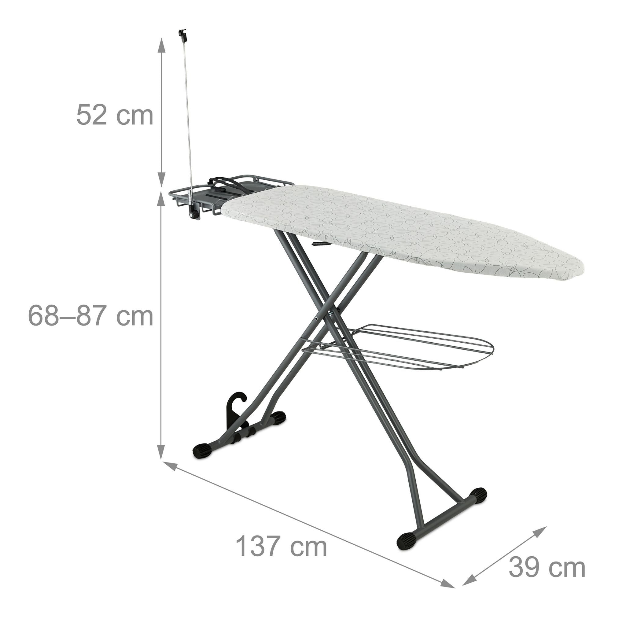 Bügelbrett 115 x 39cm Weiss-Schwarz-Grau von Relaxdays