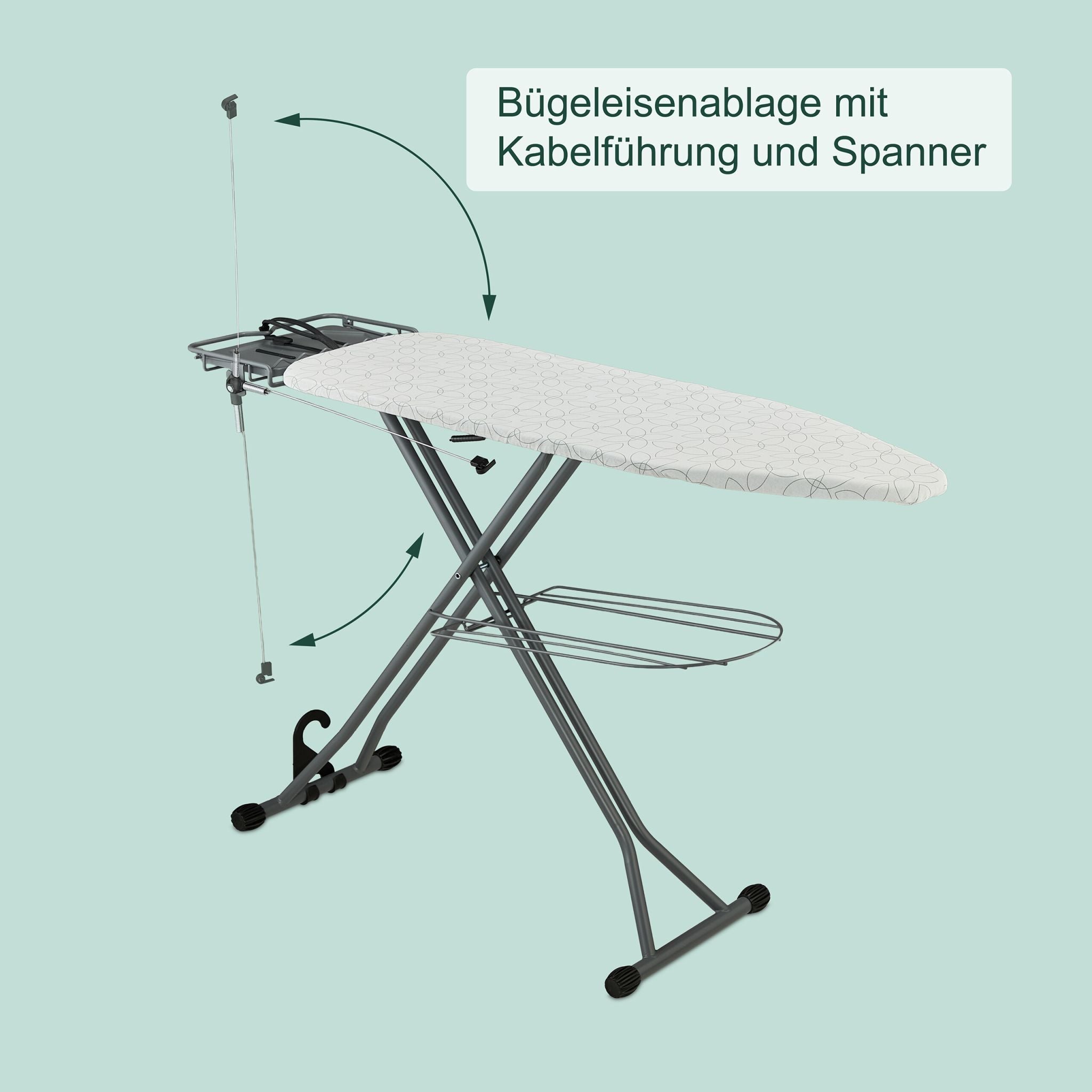 Bügelbrett 115 x 39cm Weiss-Schwarz-Grau von Relaxdays