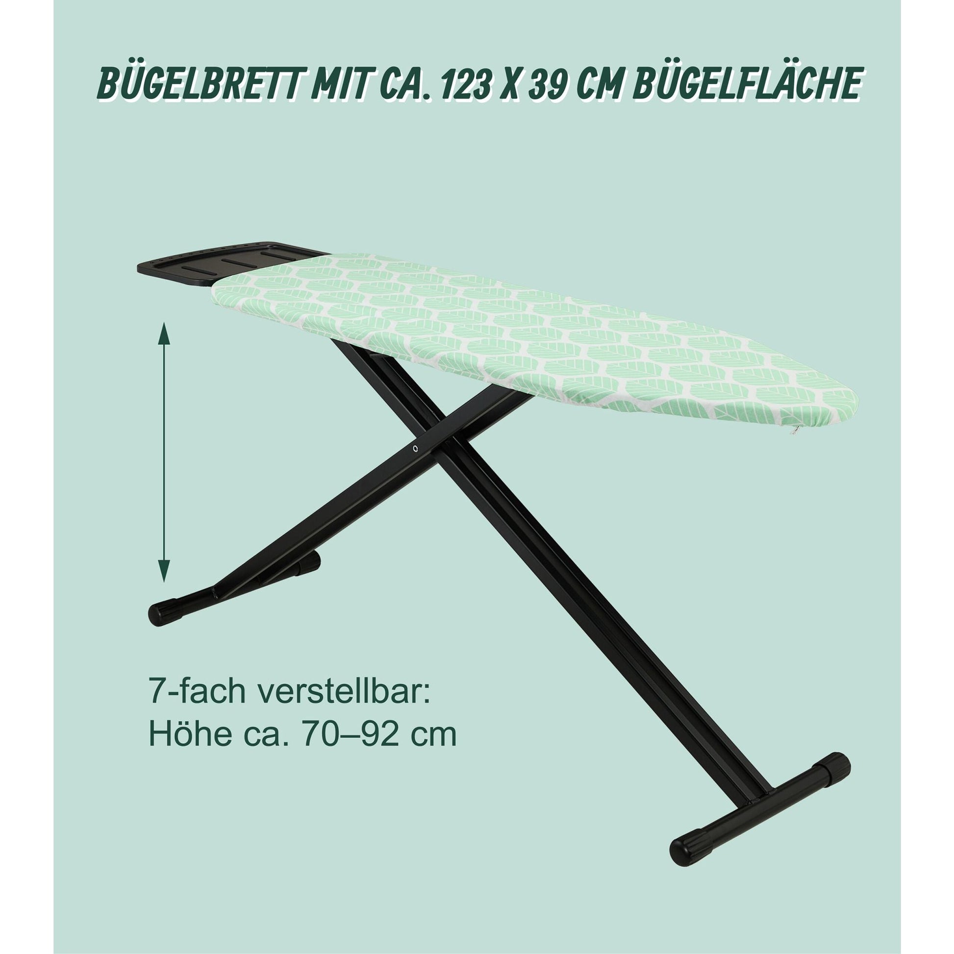 Bügelbrett 123 x 39cm Grün-Schwarz von Relaxdays