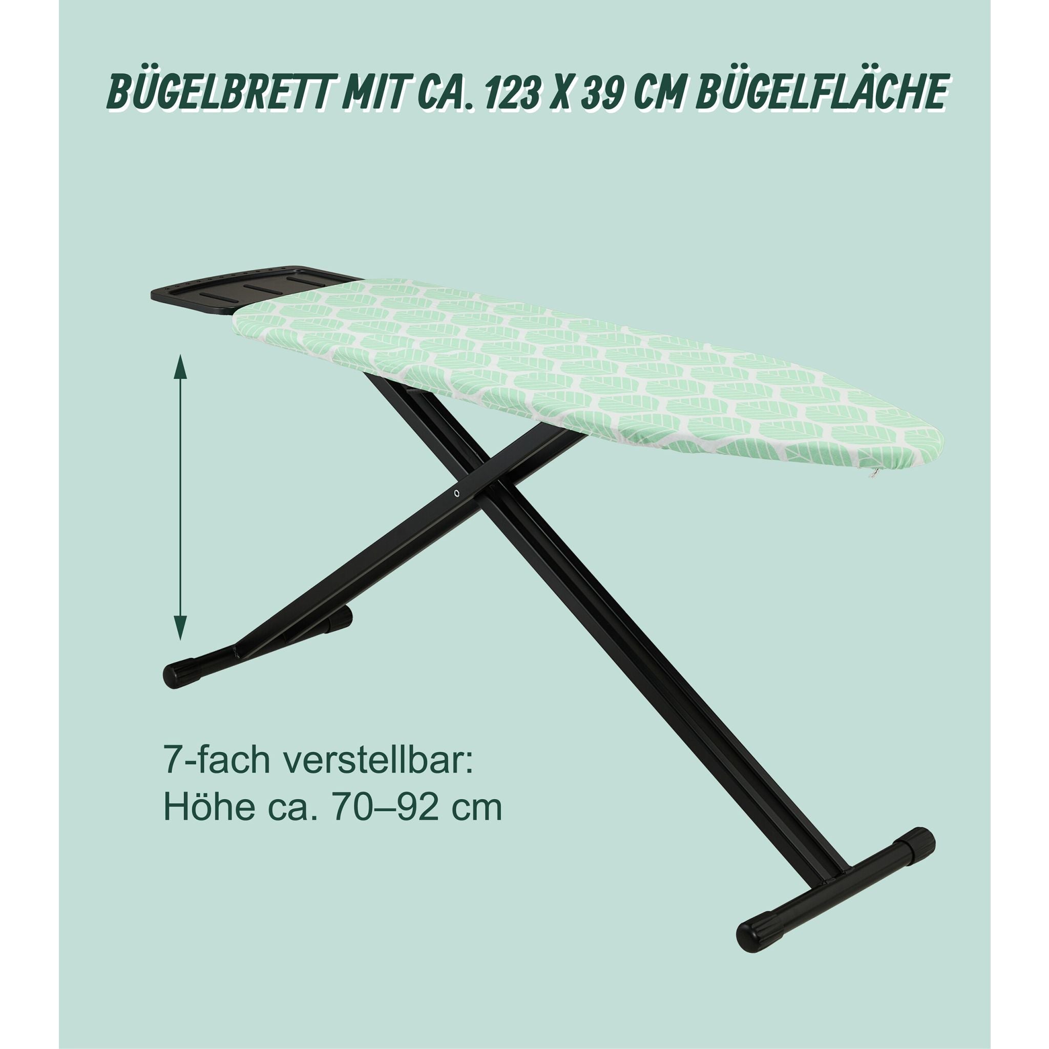 Bügelbrett 123 x 39cm Grün-Schwarz von Relaxdays