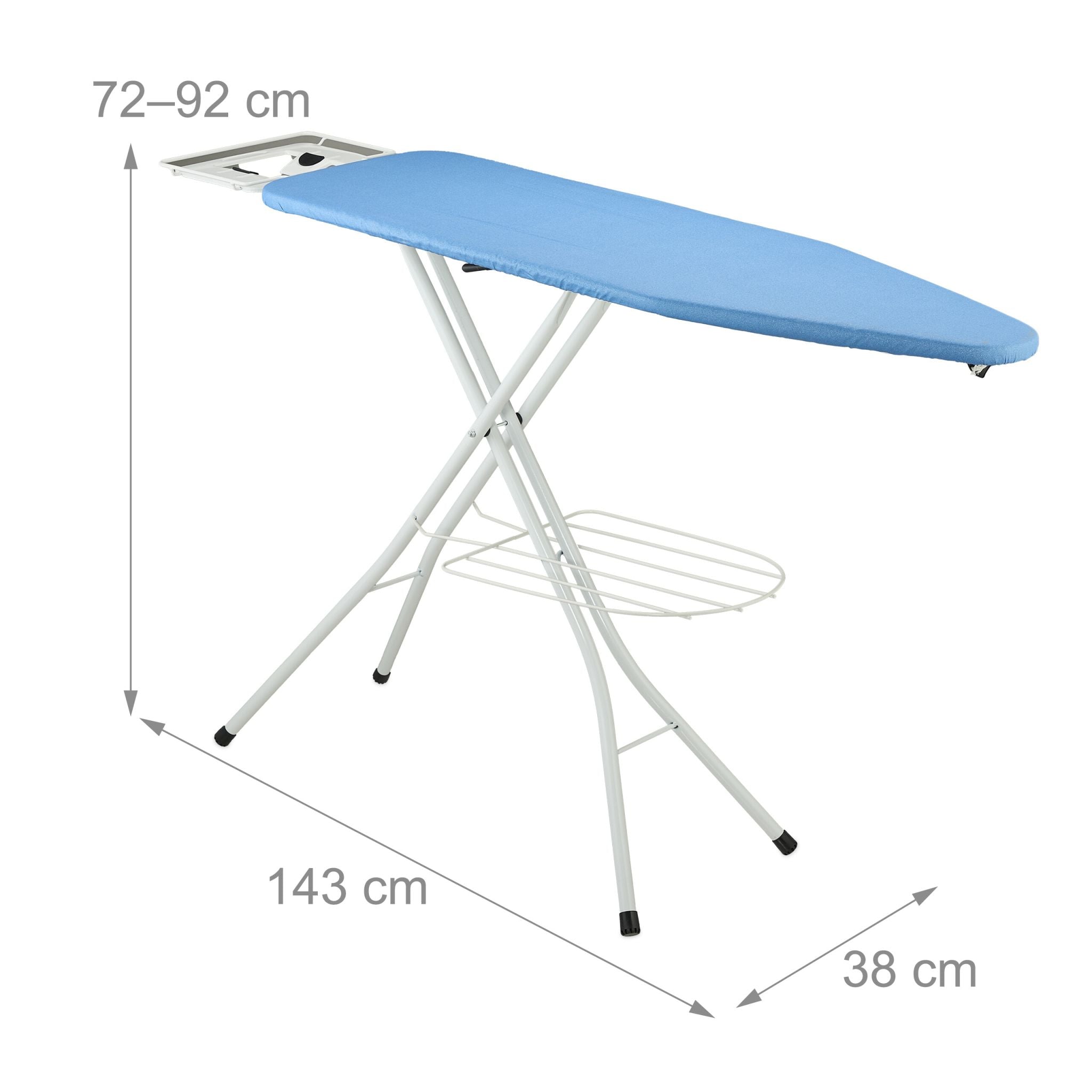 Bügelbrett 120 x 38cm Weiss-Hellblau von Relaxdays