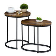 Satztisch 2er-Set Industrial Design Braun-Schwarz von Relaxdays