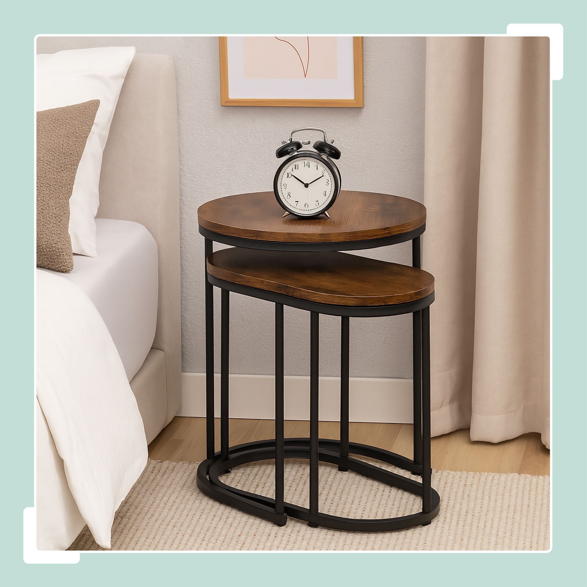 Satztisch 2er-Set Industrial Design Braun-Schwarz von Relaxdays