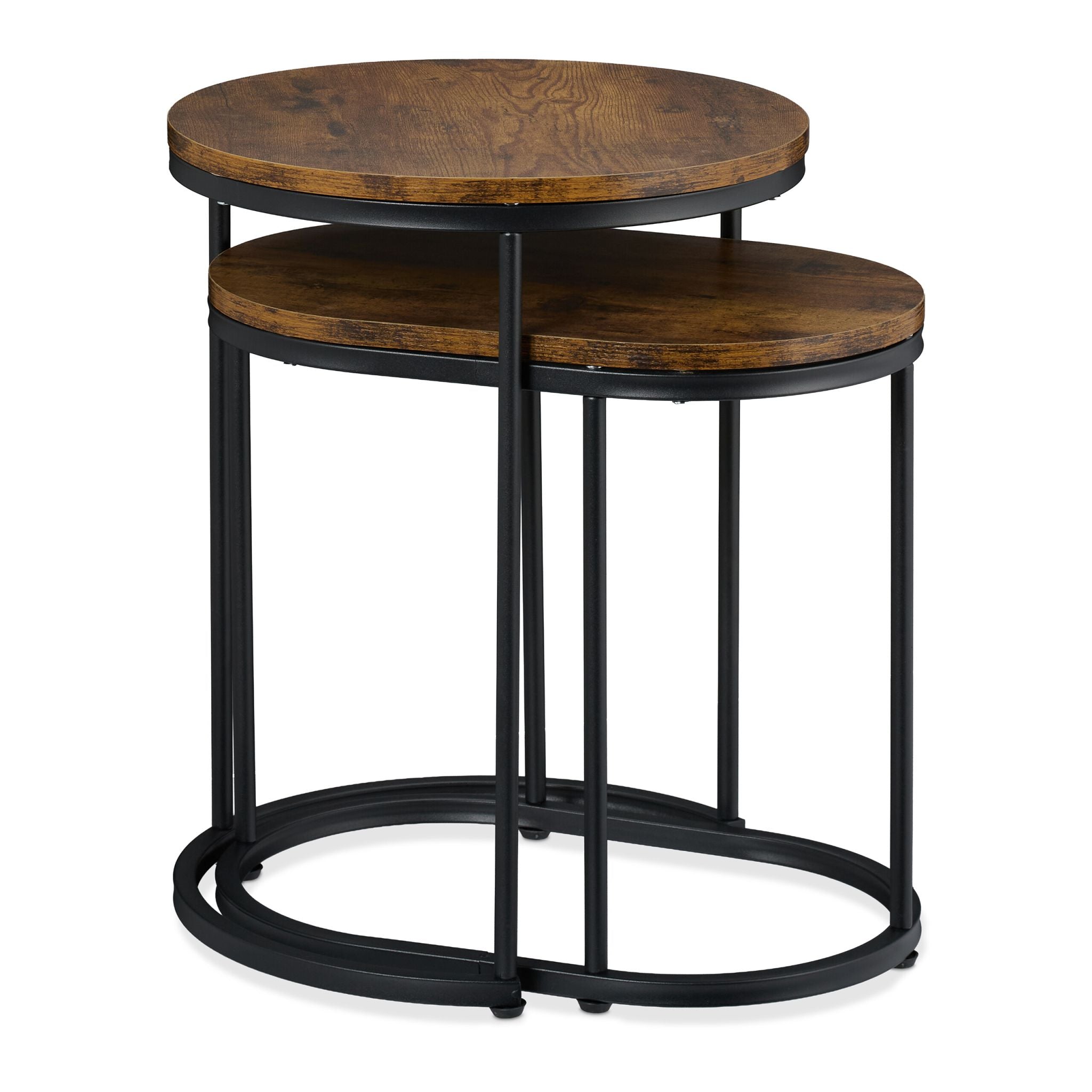 Satztisch 2er-Set Industrial Design Braun-Schwarz von Relaxdays