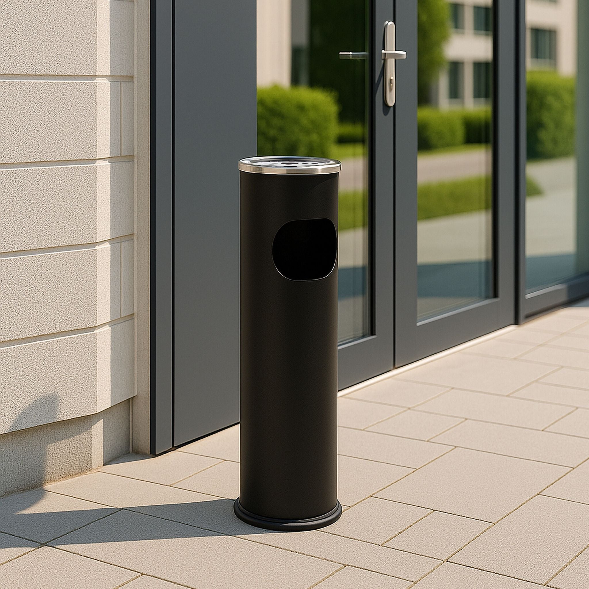Standaschenbecher 56cm Schwarz-Silber von Relaxdays