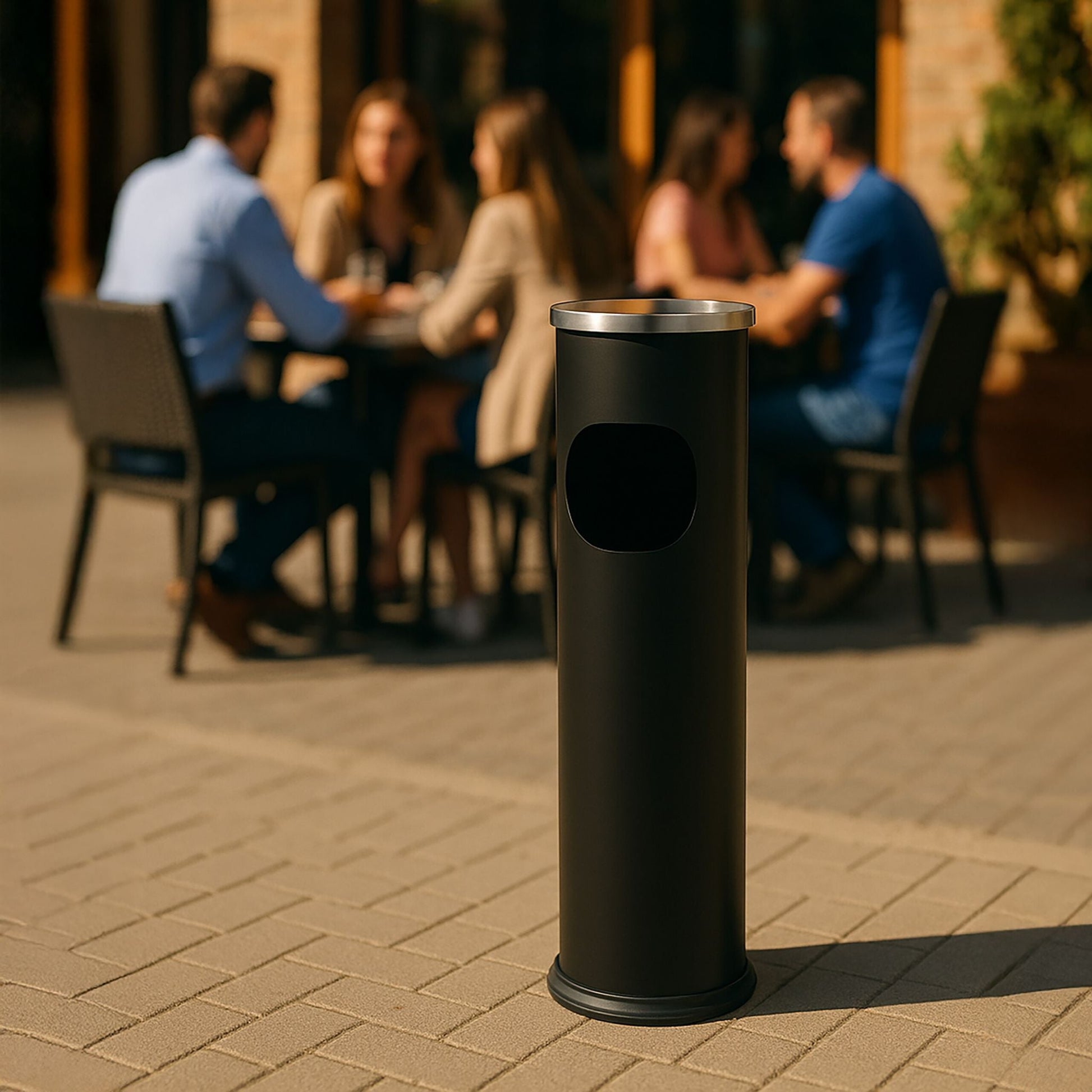 Standaschenbecher 56cm Schwarz-Silber von Relaxdays