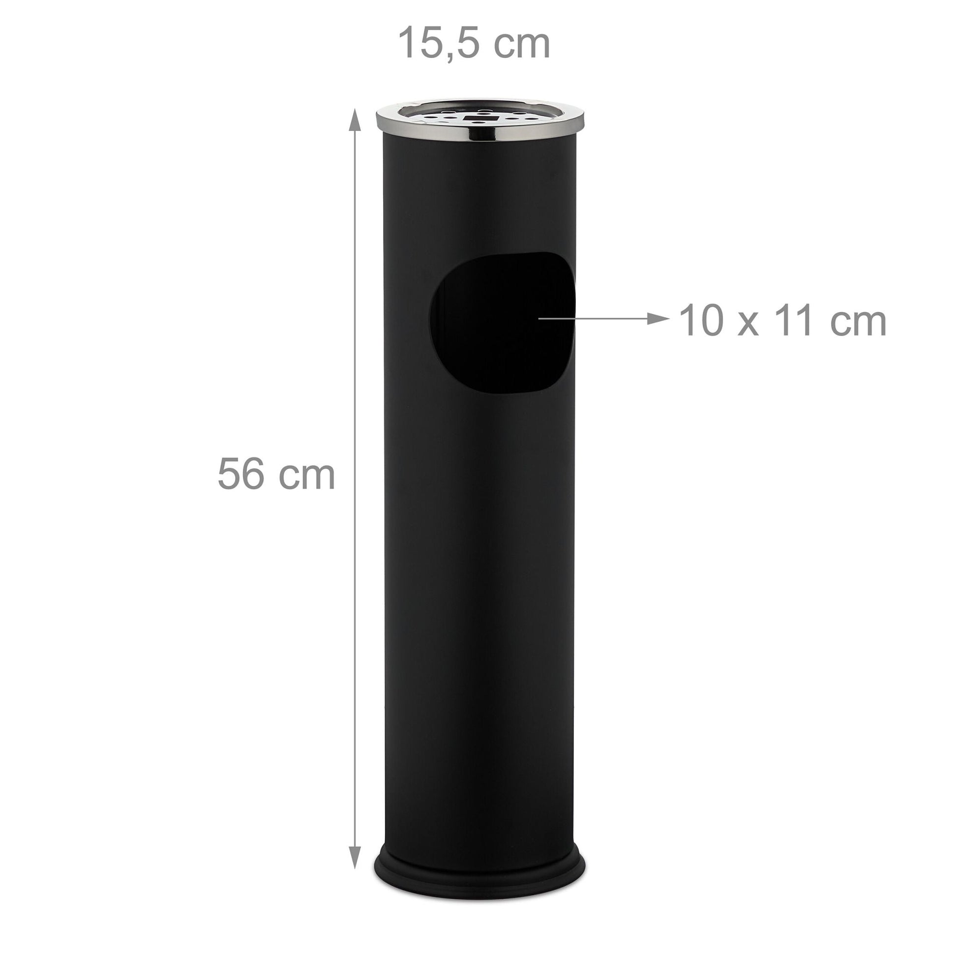 Standaschenbecher 56cm Schwarz-Silber von Relaxdays