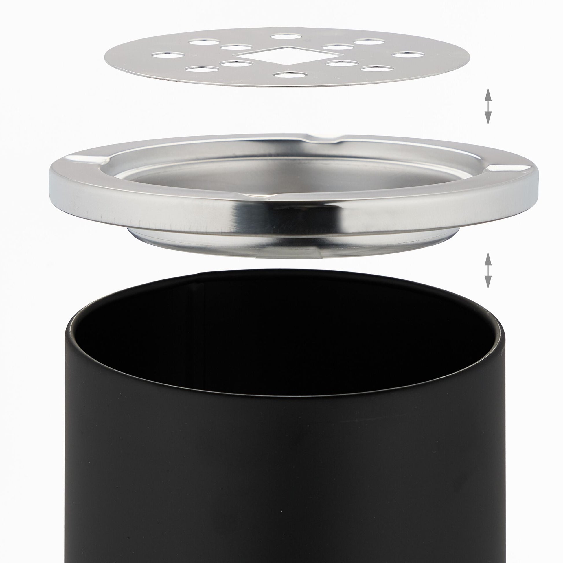 Standaschenbecher 56cm Schwarz-Silber von Relaxdays