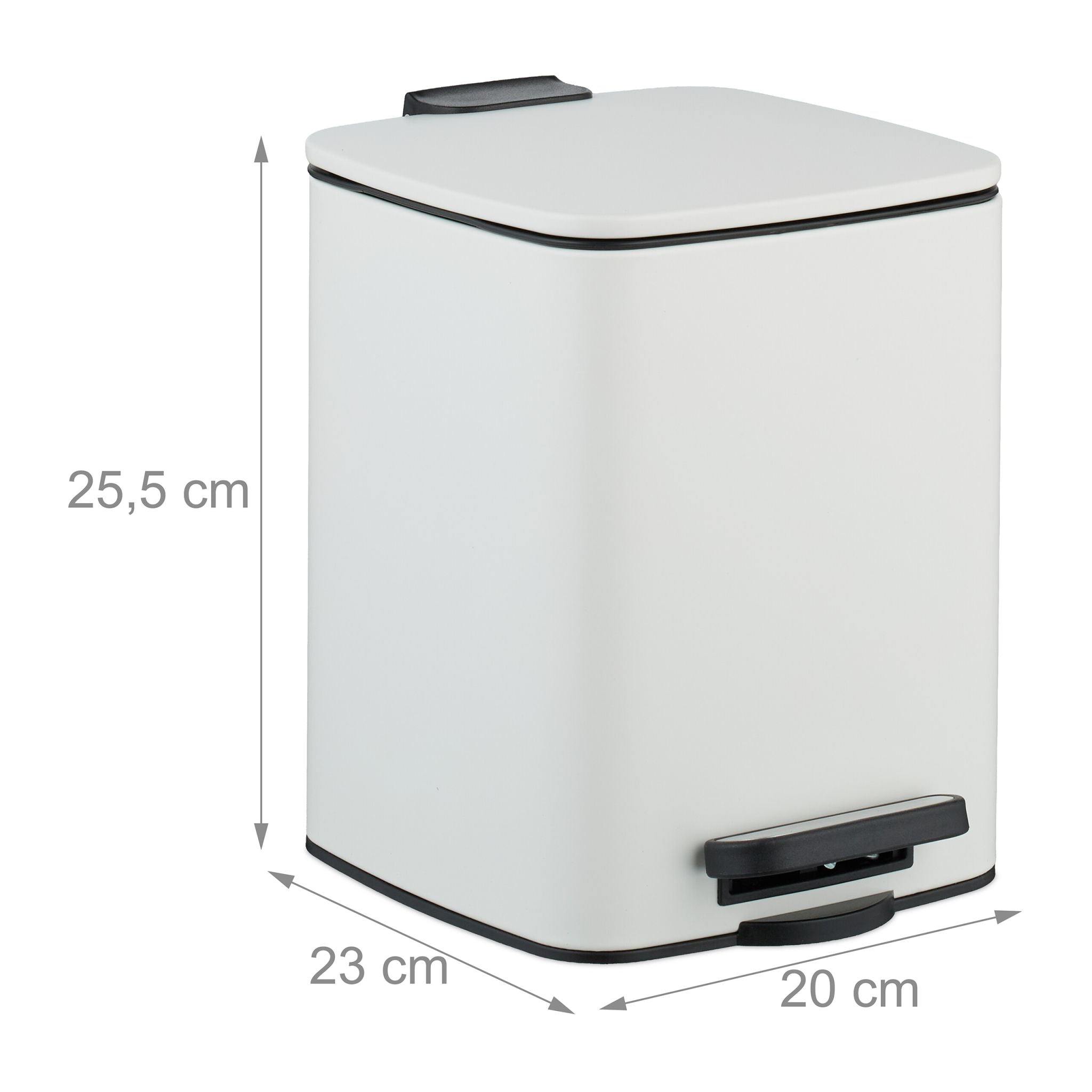 Eckiger Kosmetikeimer 6L mit Müllbeuteln Weiss-Schwarz