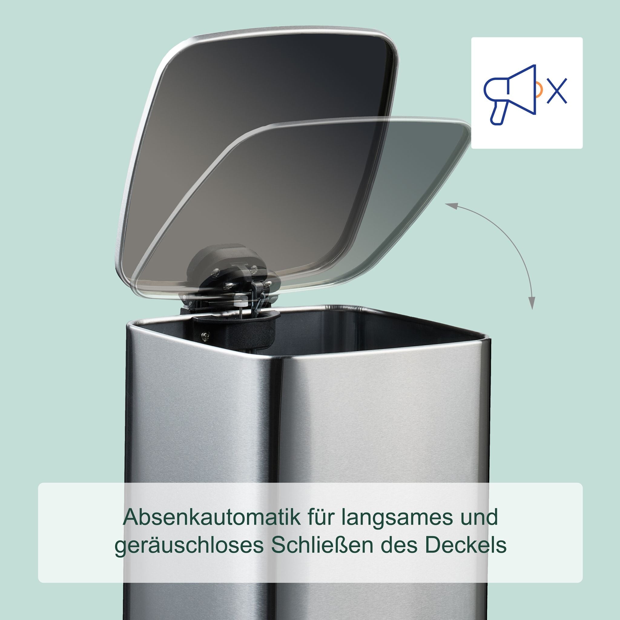 Eckiger Kosmetikeimer 6L mit Müllbeuteln Schwarz-Silber