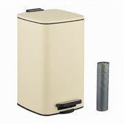Eckiger Kosmetikeimer 8L mit Müllbeuteln Beige-Schwarz