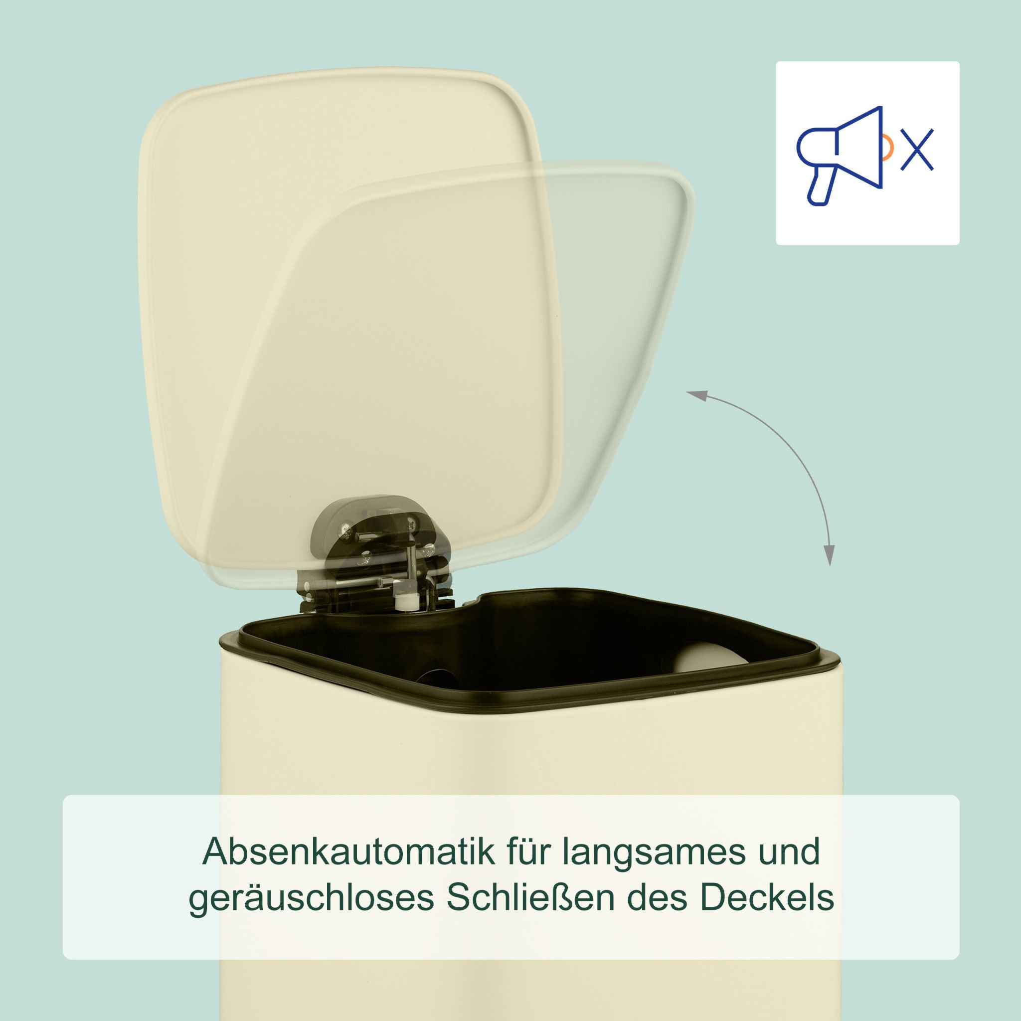 Eckiger Kosmetikeimer 8L mit Müllbeuteln Beige-Schwarz