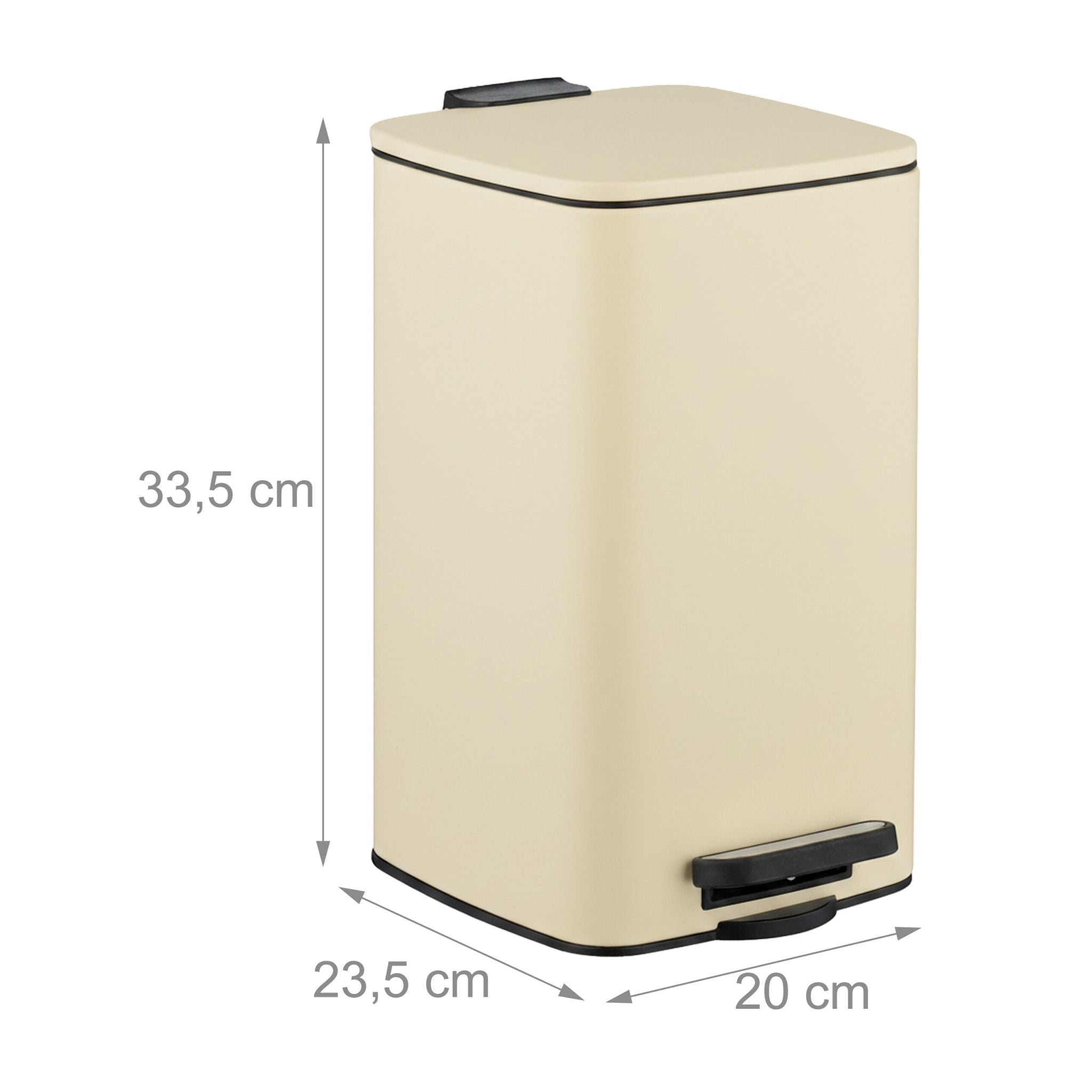 Eckiger Kosmetikeimer 8L mit Müllbeuteln Beige-Schwarz