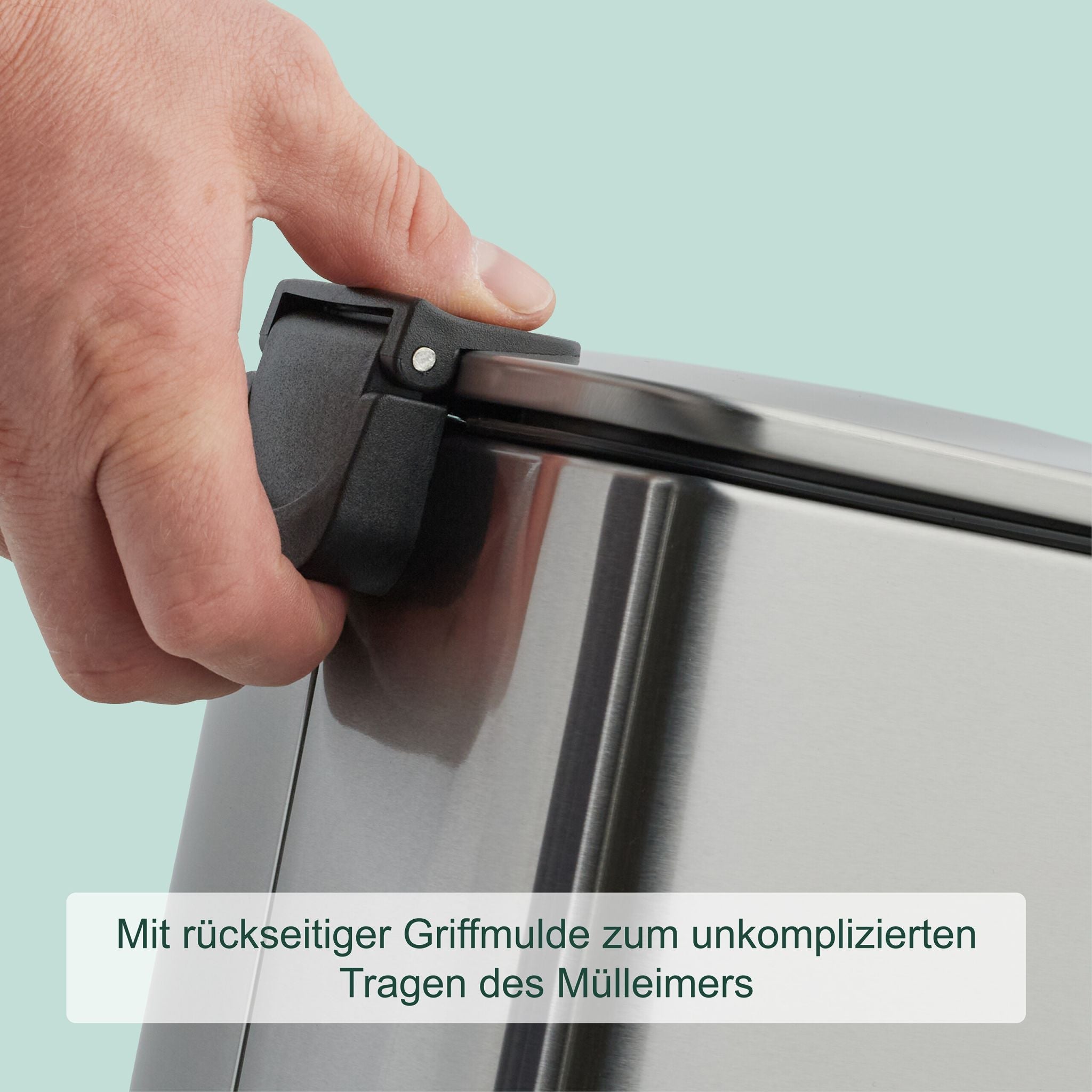 Eckiger Kosmetikeimer 8L mit Müllbeuteln Schwarz-Silber