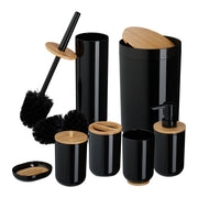 Badezimmer-Set 7-tlg. Hellbraun-Schwarz