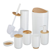 Badezimmer-Set 7-tlg. Weiss-Hellbraun