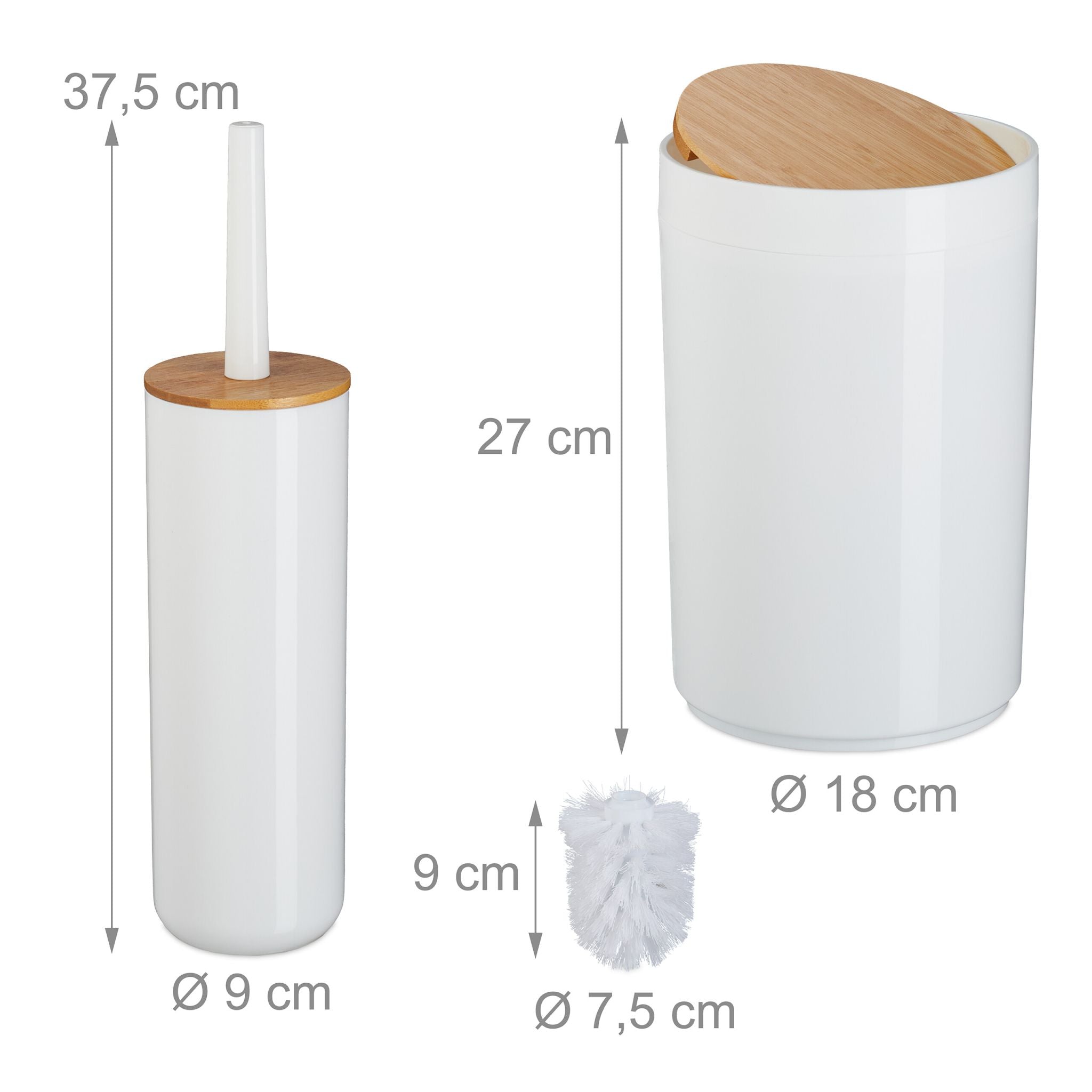 Badezimmer-Set 7-tlg. Weiss-Hellbraun
