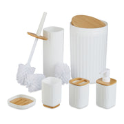 Badezimmer-Set 6-tlg. Weiss-Hellbraun von Relaxdays