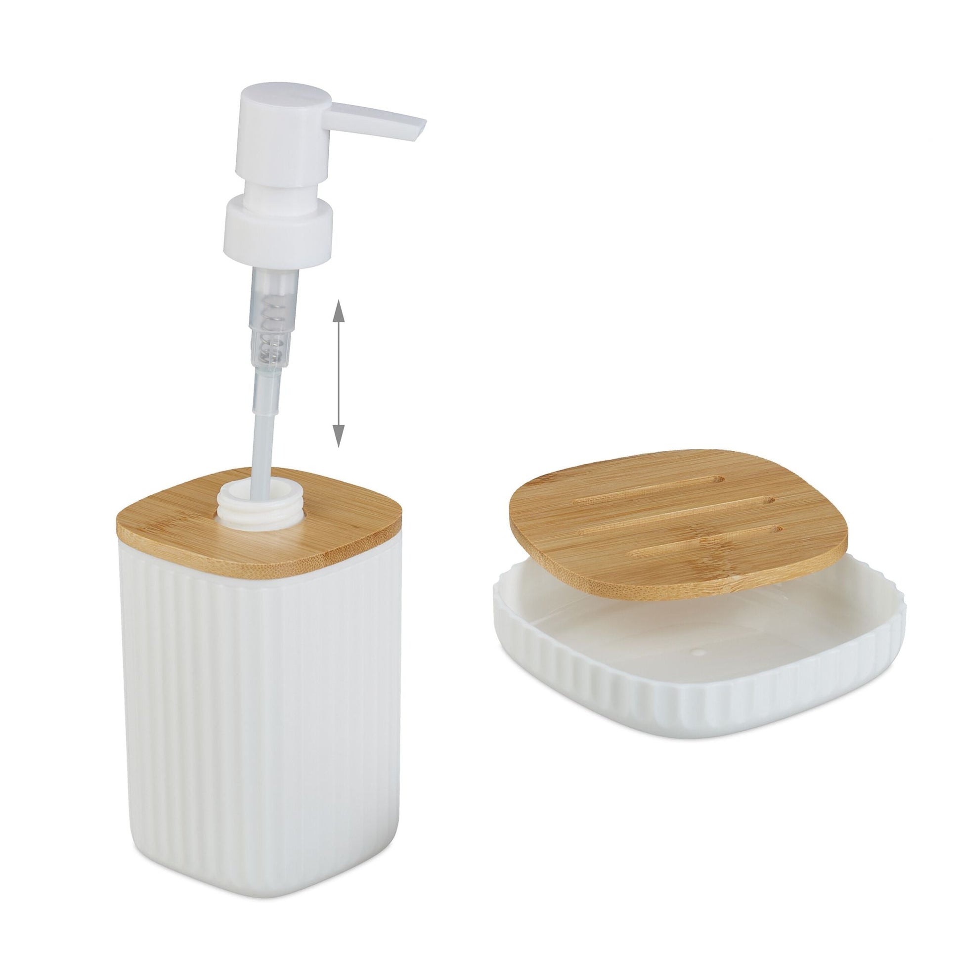 Badezimmer-Set 6-tlg. Weiss-Hellbraun von Relaxdays