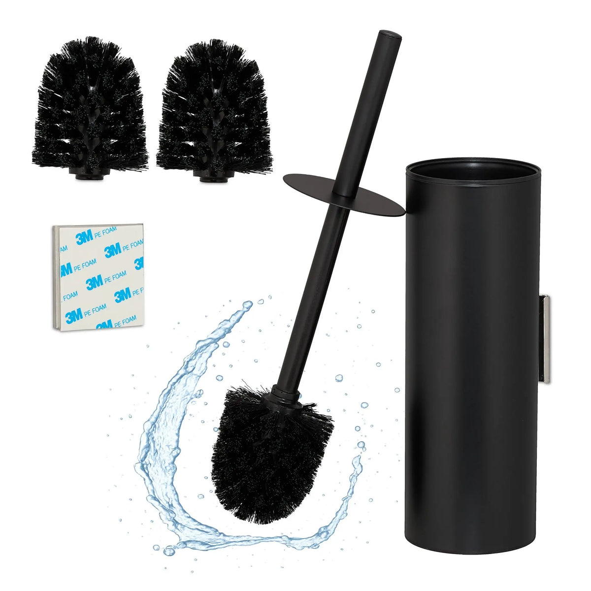 Toilettenbürste zur Wandmontage Schwarz-Silber von Relaxdays