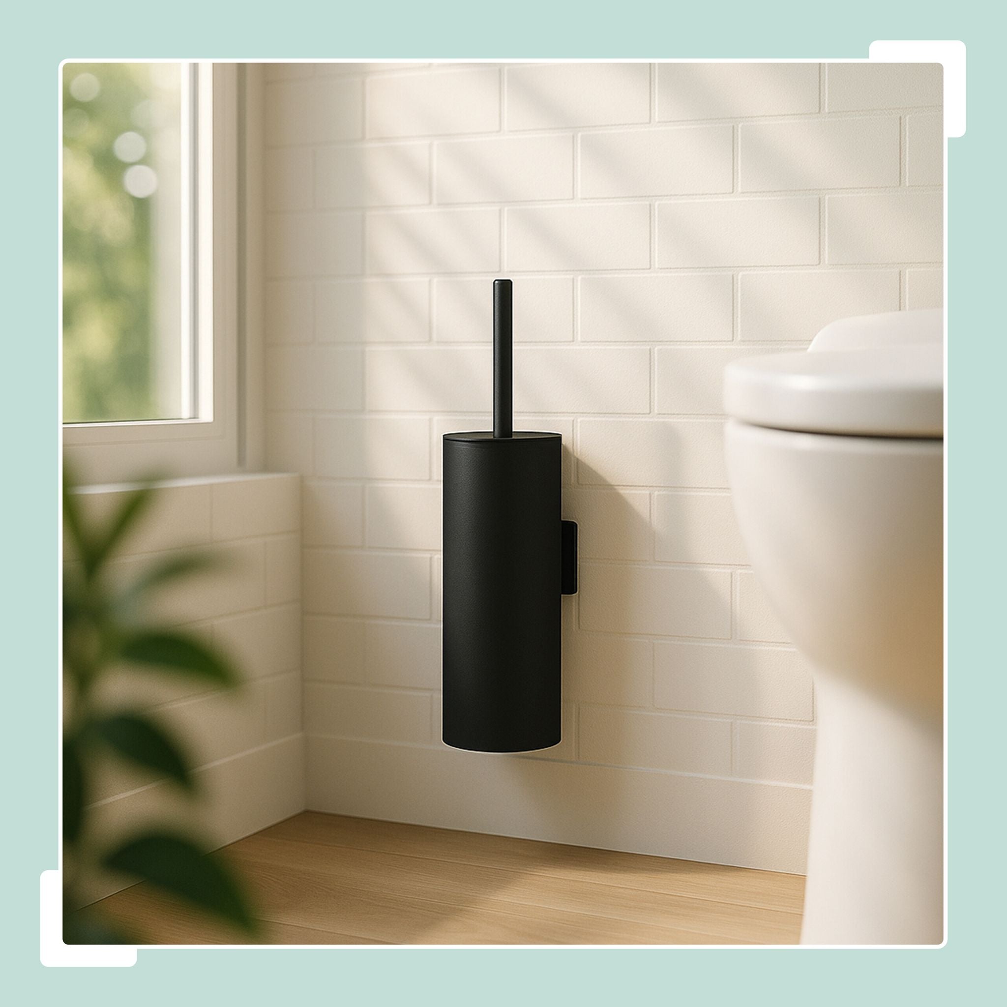 Toilettenbürste zur Wandmontage Schwarz-Silber von Relaxdays