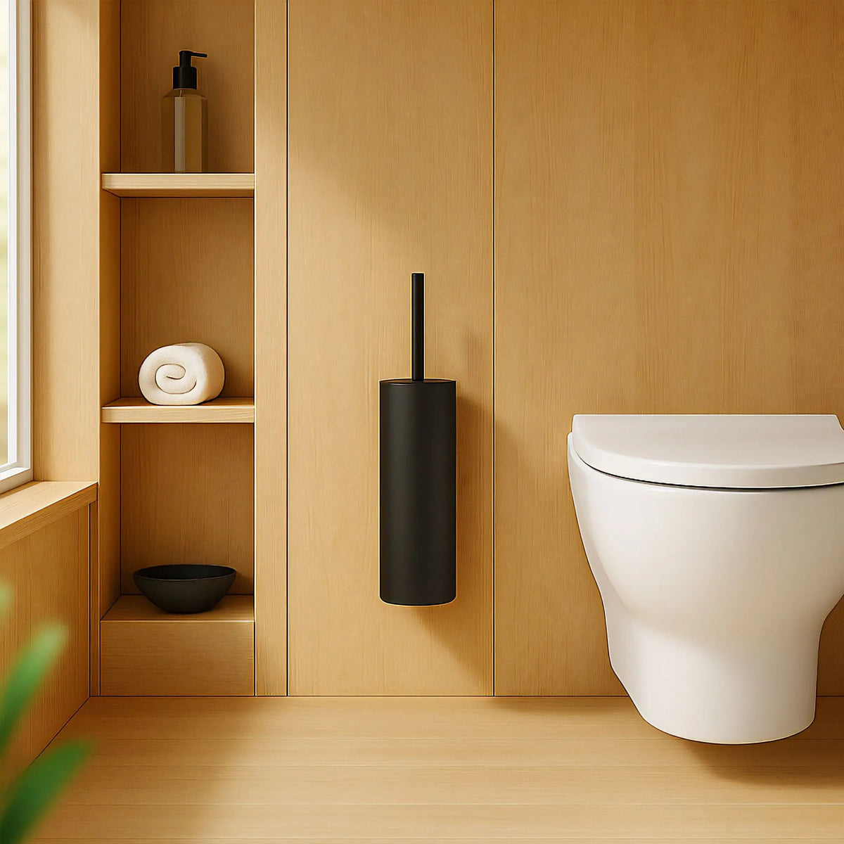 Toilettenbürste zur Wandmontage Schwarz-Silber von Relaxdays