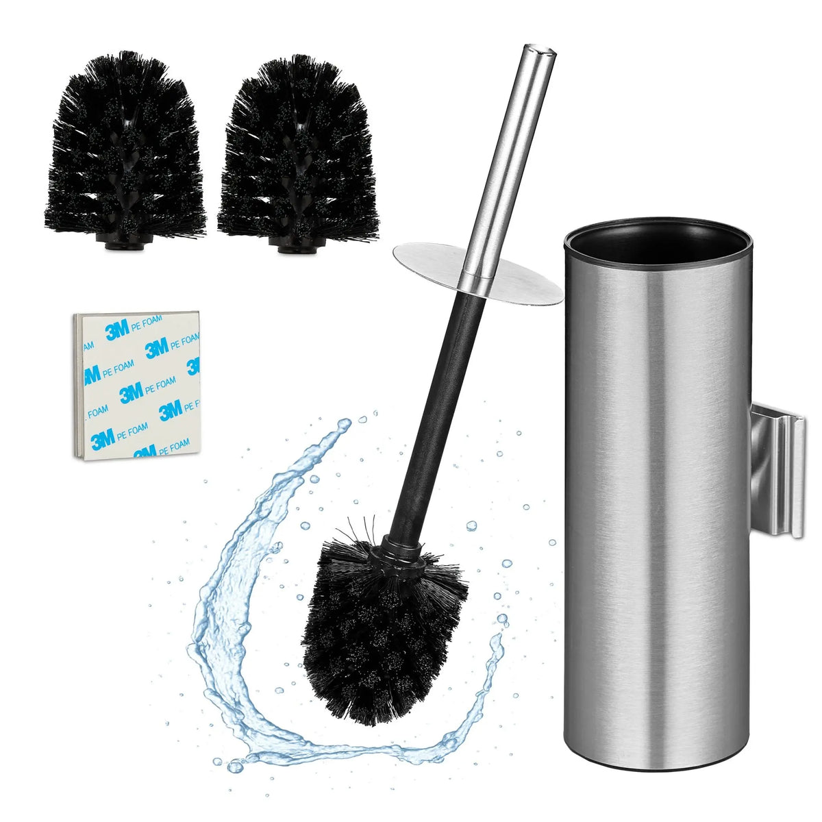 Toilettenbürste zur Wandmontage Schwarz-Silber von Relaxdays
