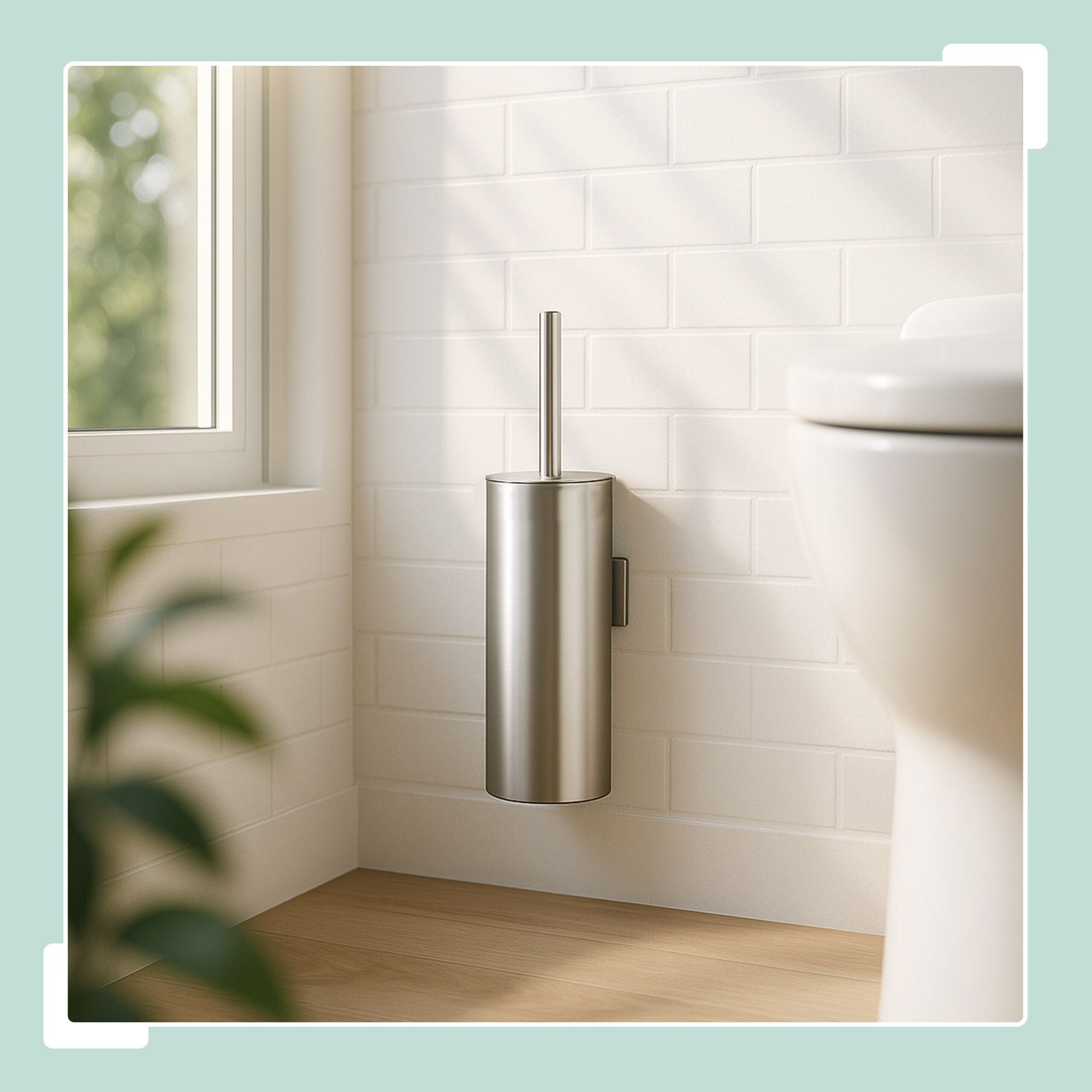 Toilettenbürste zur Wandmontage Schwarz-Silber von Relaxdays
