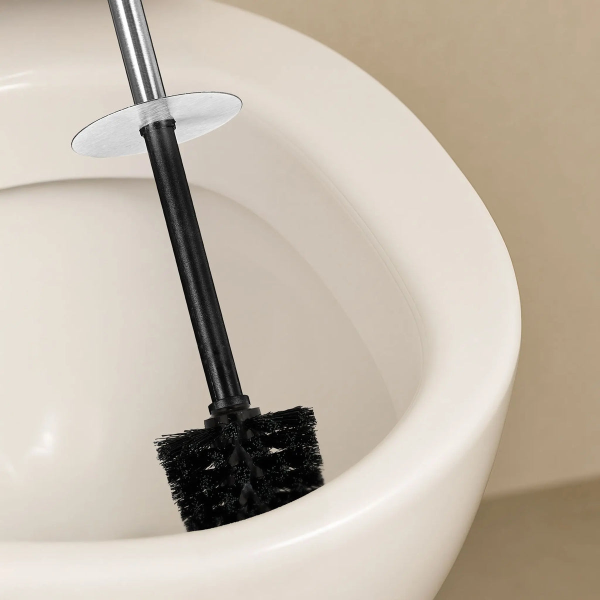 Toilettenbürste zur Wandmontage Schwarz-Silber von Relaxdays