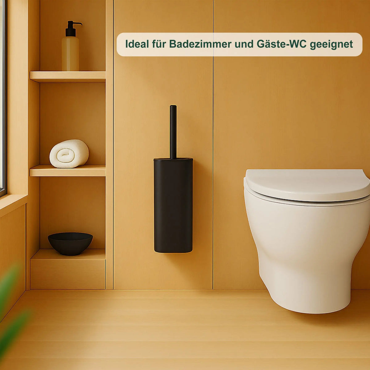 Flache Toilettenbürste zur Wandmontage Schwarz von Relaxdays