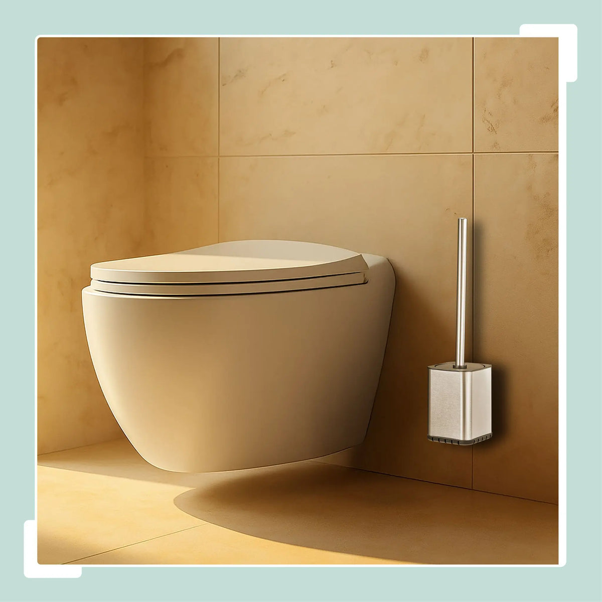 Flache Toilettenbürste zur Wandmontage Schwarz-Silber von Relaxdays